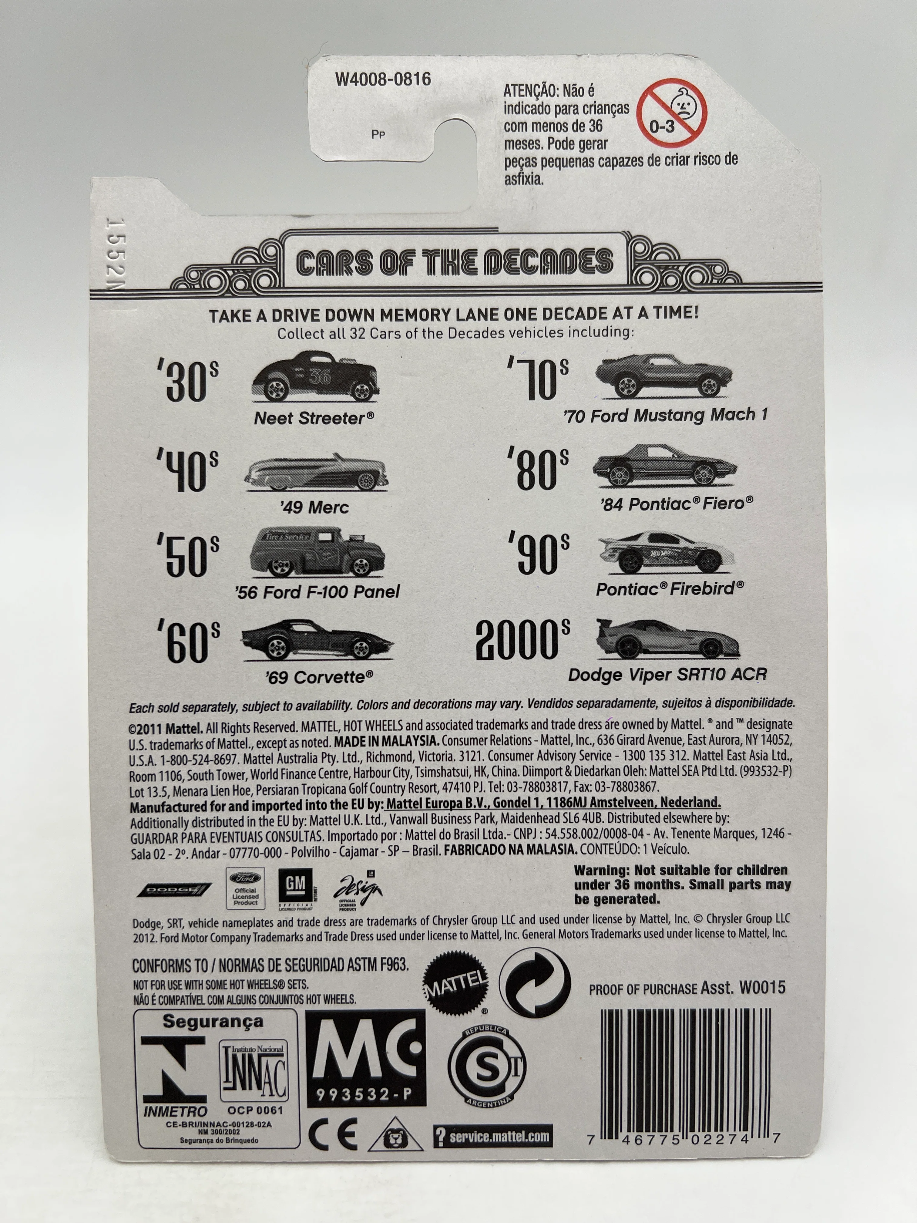 Hot Wheels Cars of the Decades The 00s #31 Dodge Viper SRT10 ACR Yellow W/Protector - Image 6