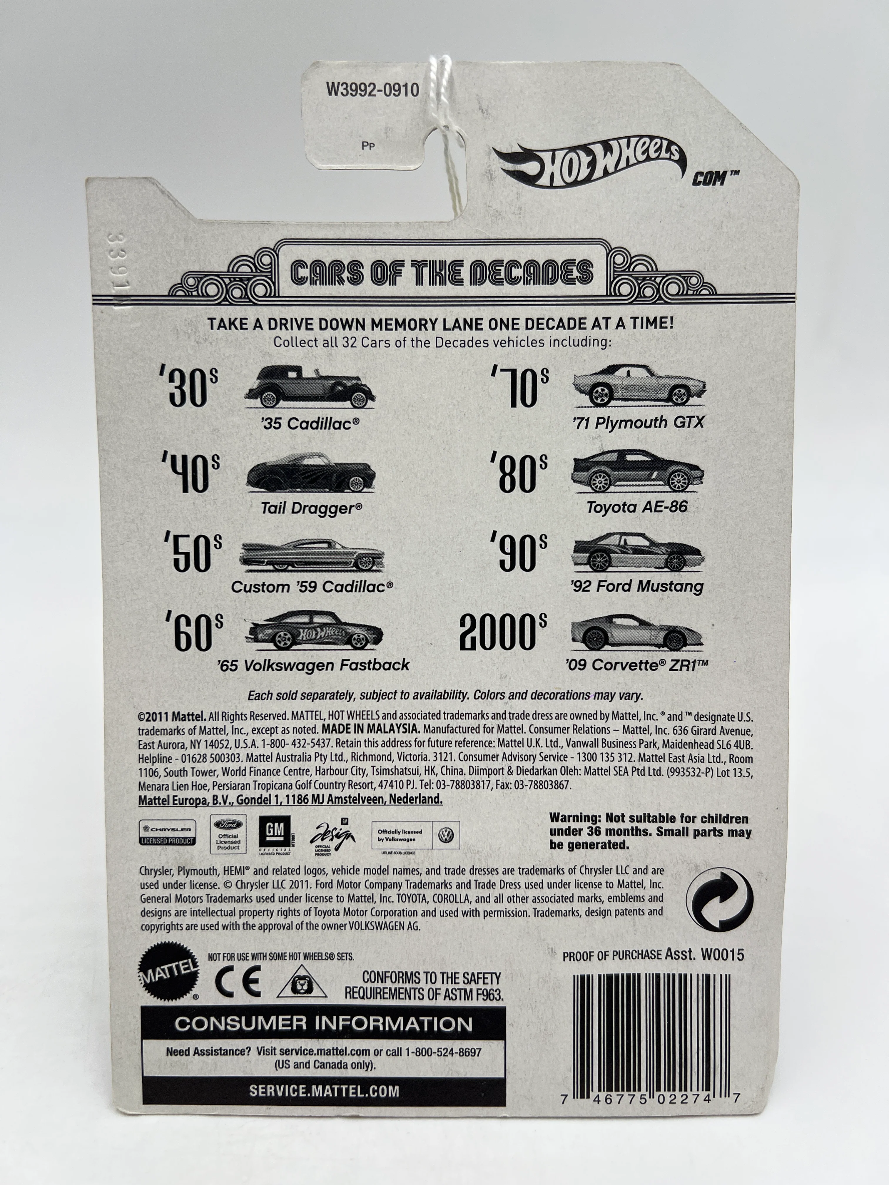 Hot Wheels Cars of the Decades The 60s #14 65 Volkswagen Fastback Purple - Image 2