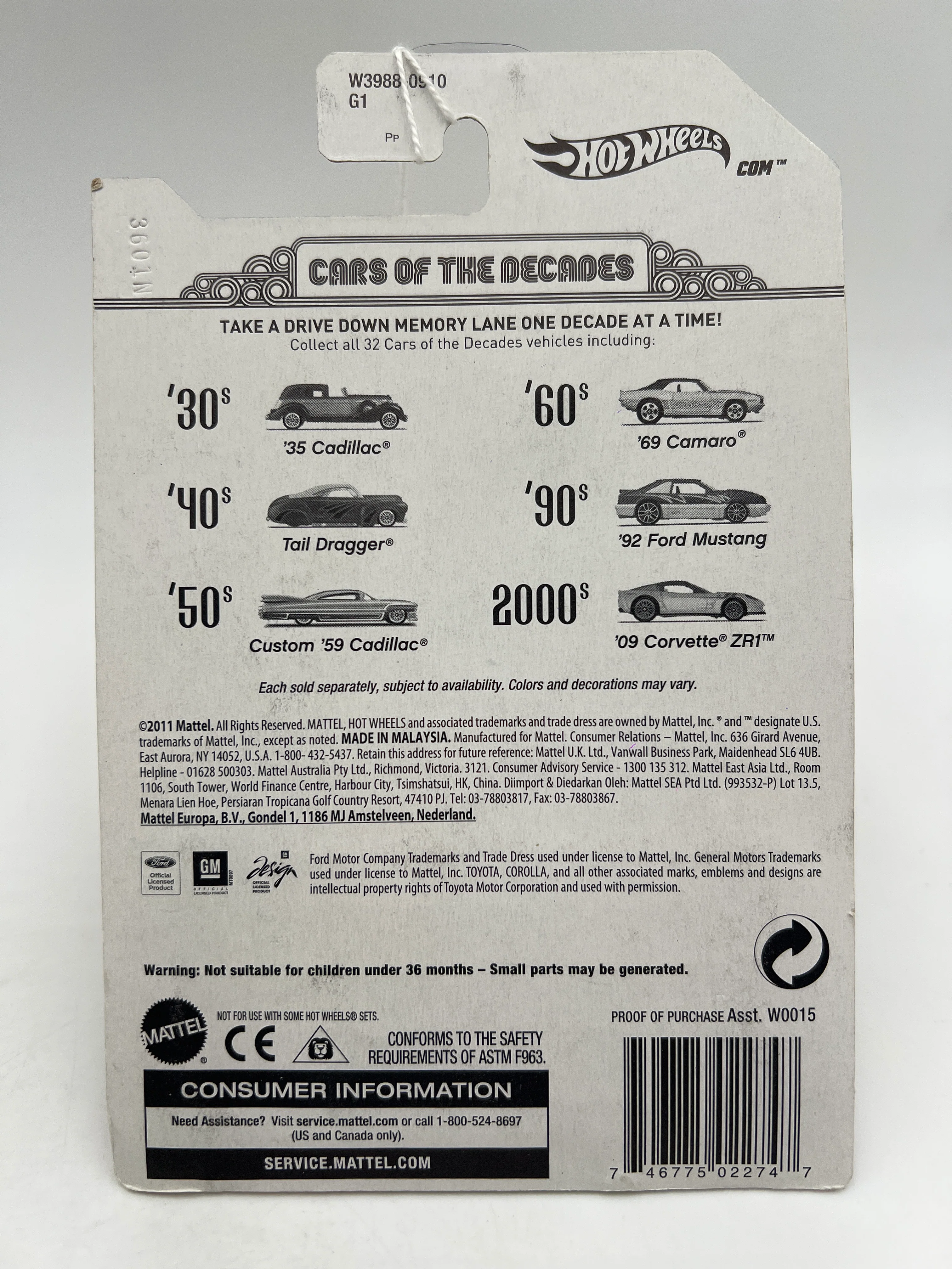 Hot Wheels Cars of the Decades The 60s #13 69 Camaro Yellow 164E - Image 2