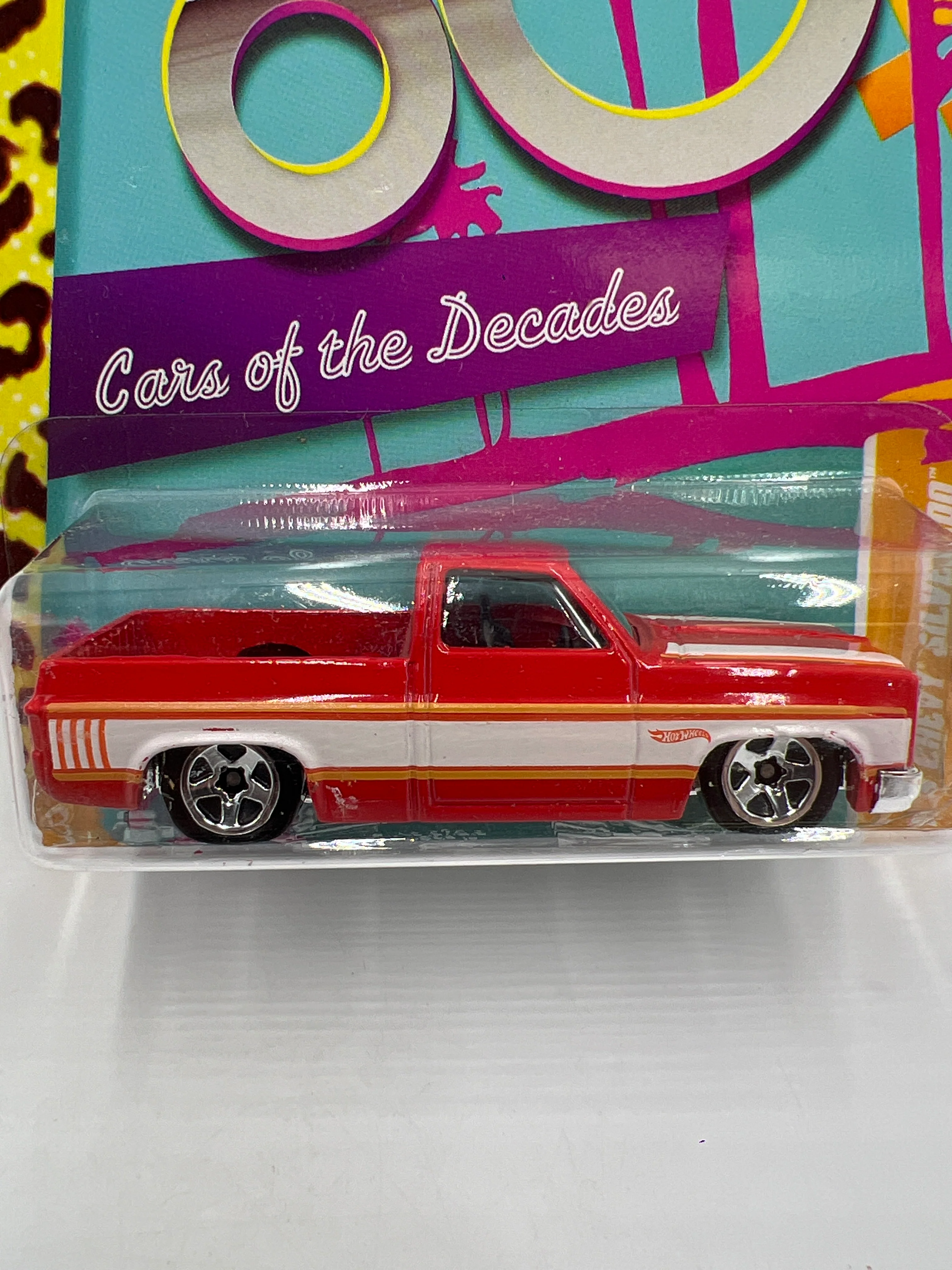 Hot Wheels Cars of the Decades The 80s #24 83 Chevy Silverado Red W/Protector - Image 2