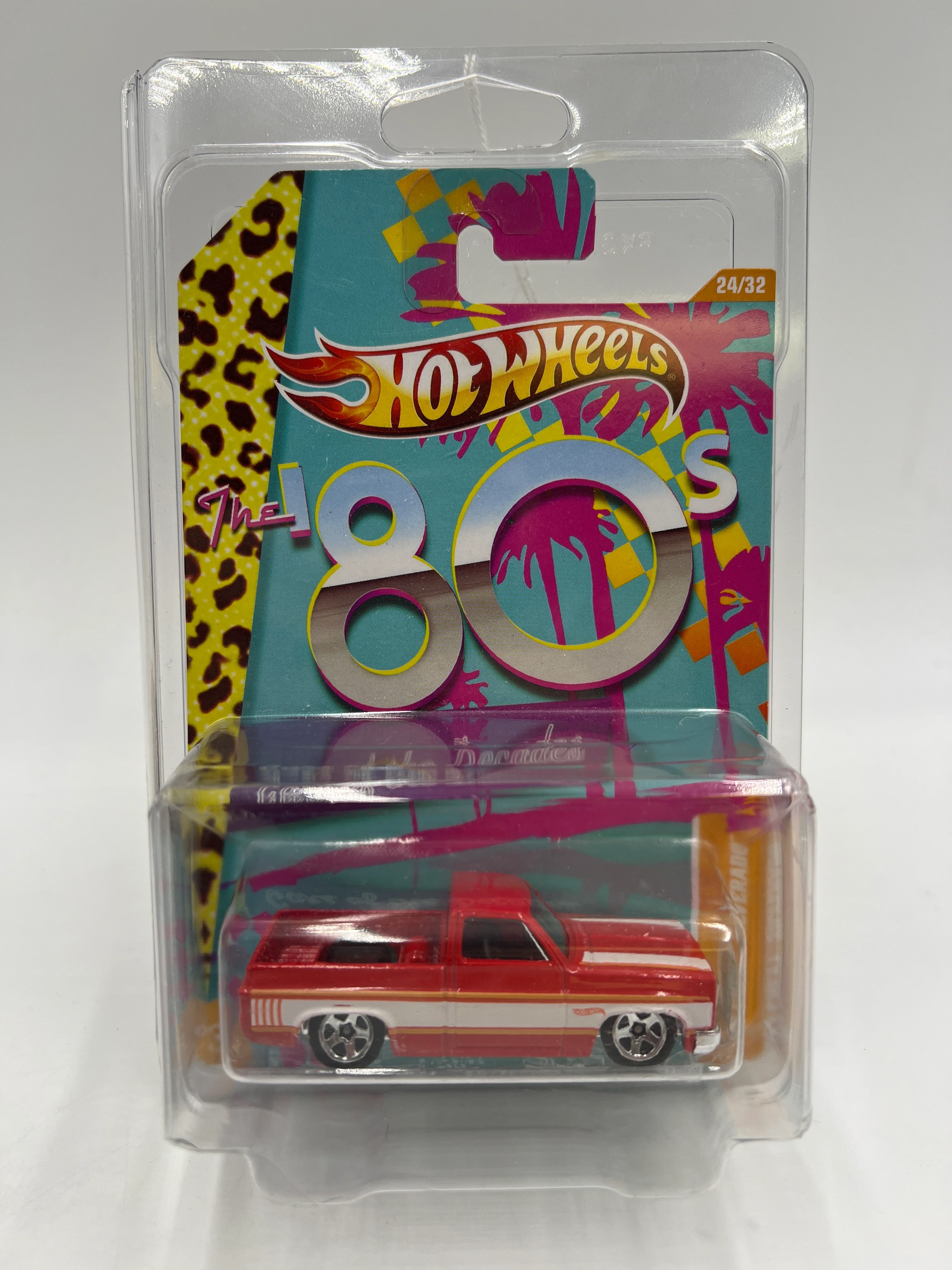Hot Wheels Cars of the Decades The 80s #24 83 Chevy Silverado Red W/Protector - Image 7