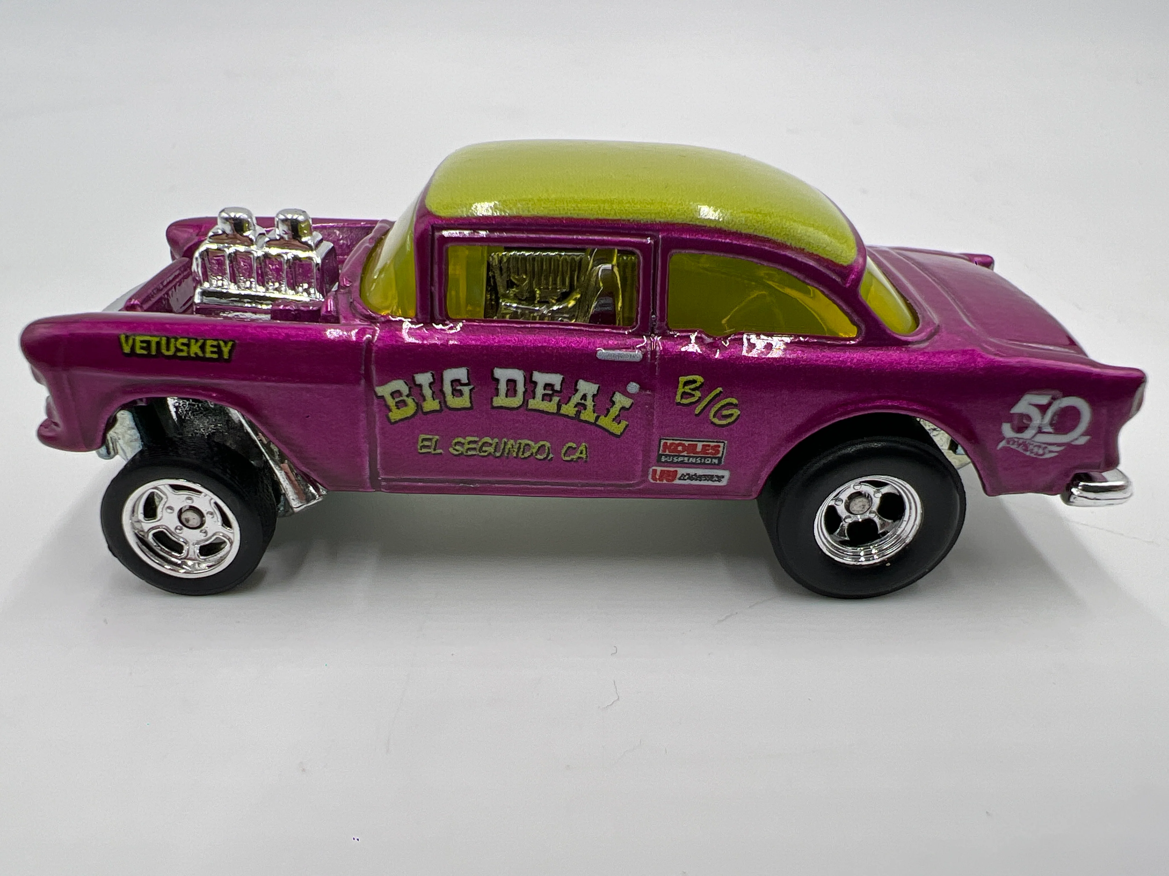 Hot Wheels 50th Favorites Premium 55 Chevy Bel Air Gasser Purple Loose - Image 5