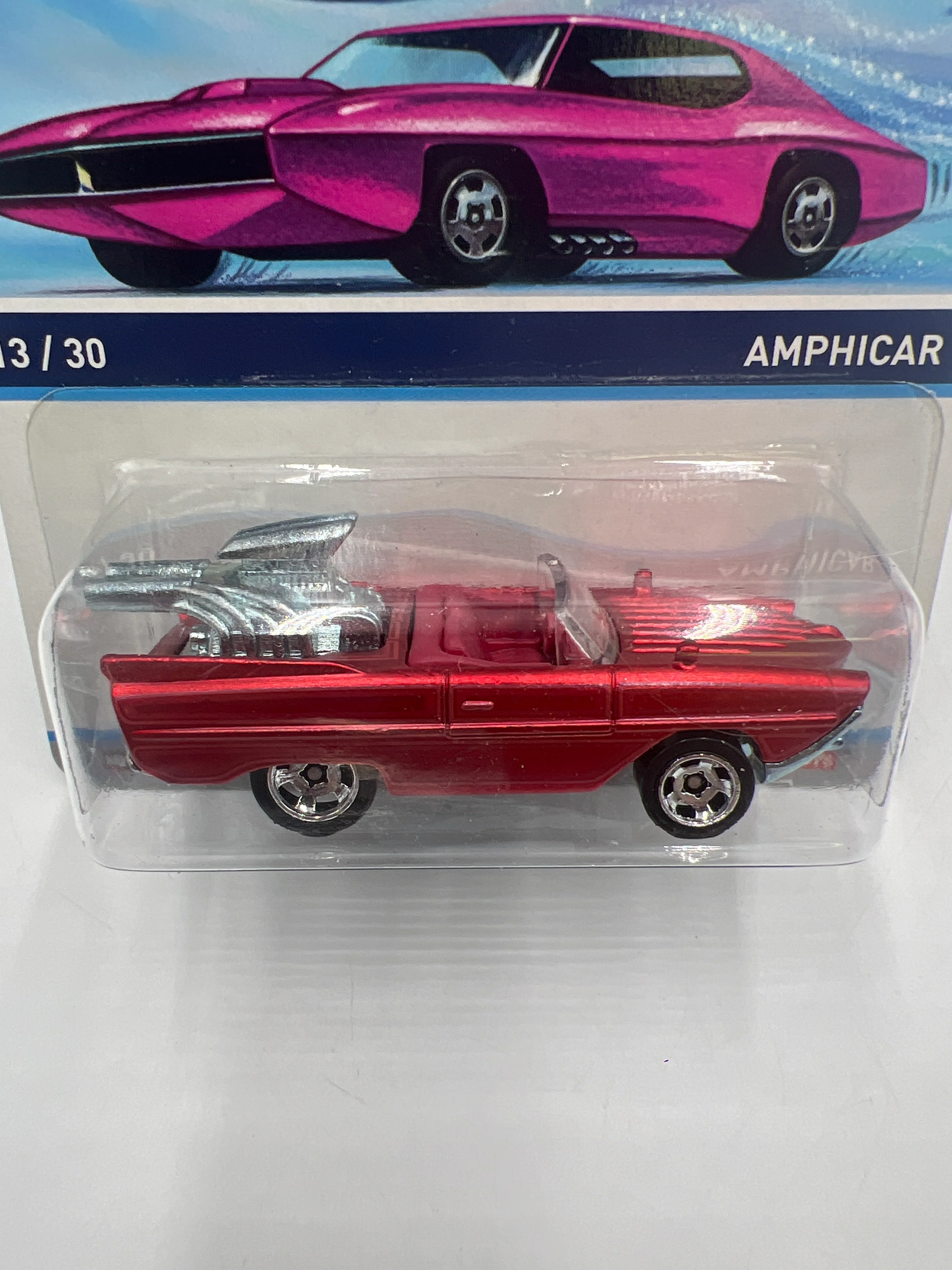 Hot Wheels Cool Classics #13 Amphicar Red (Pink Car Card) - Image 3