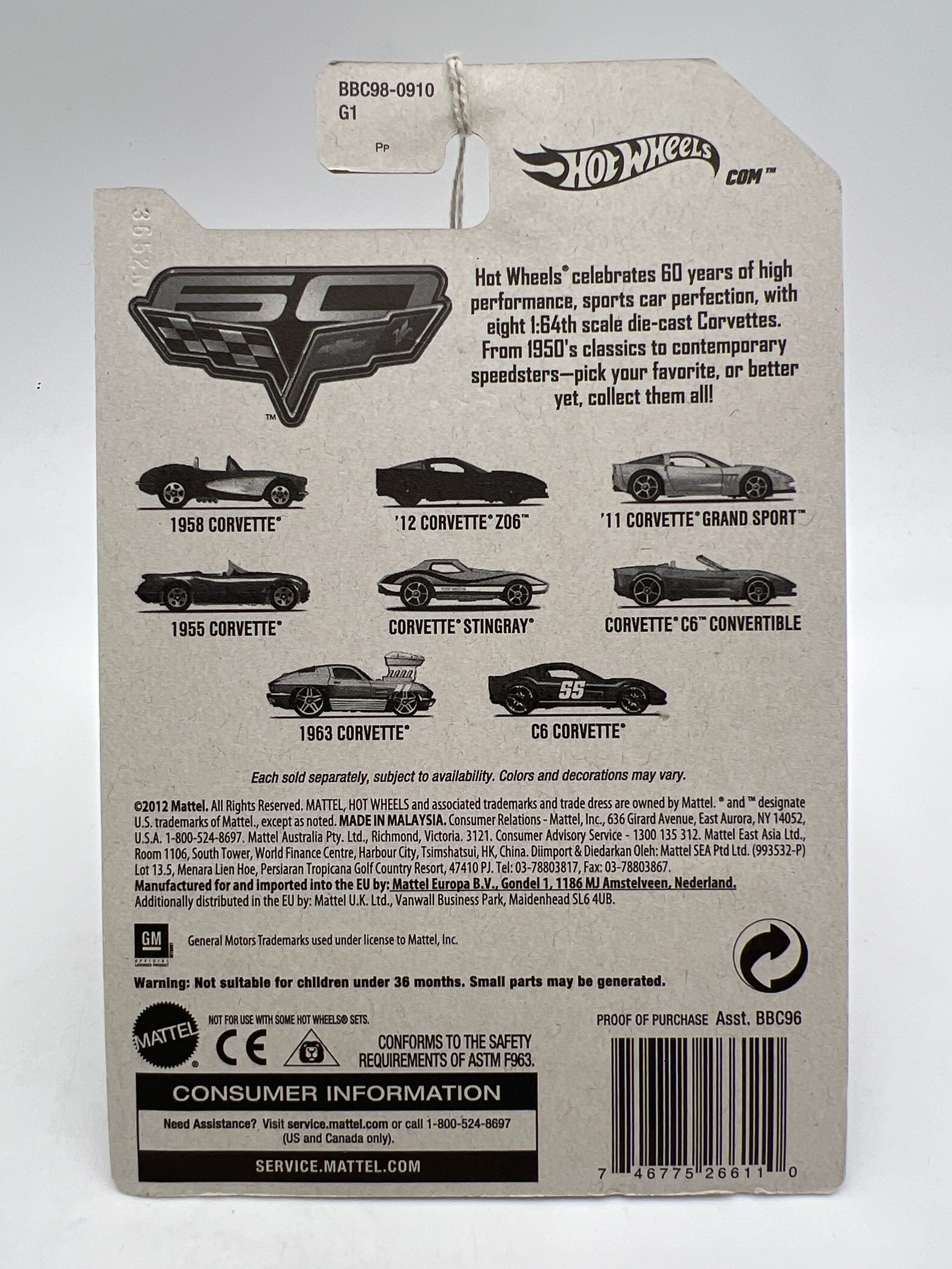 Hot Wheels Corvette 60th Anniversary #2 12 Corvette Z06 Black 153B - Image 2