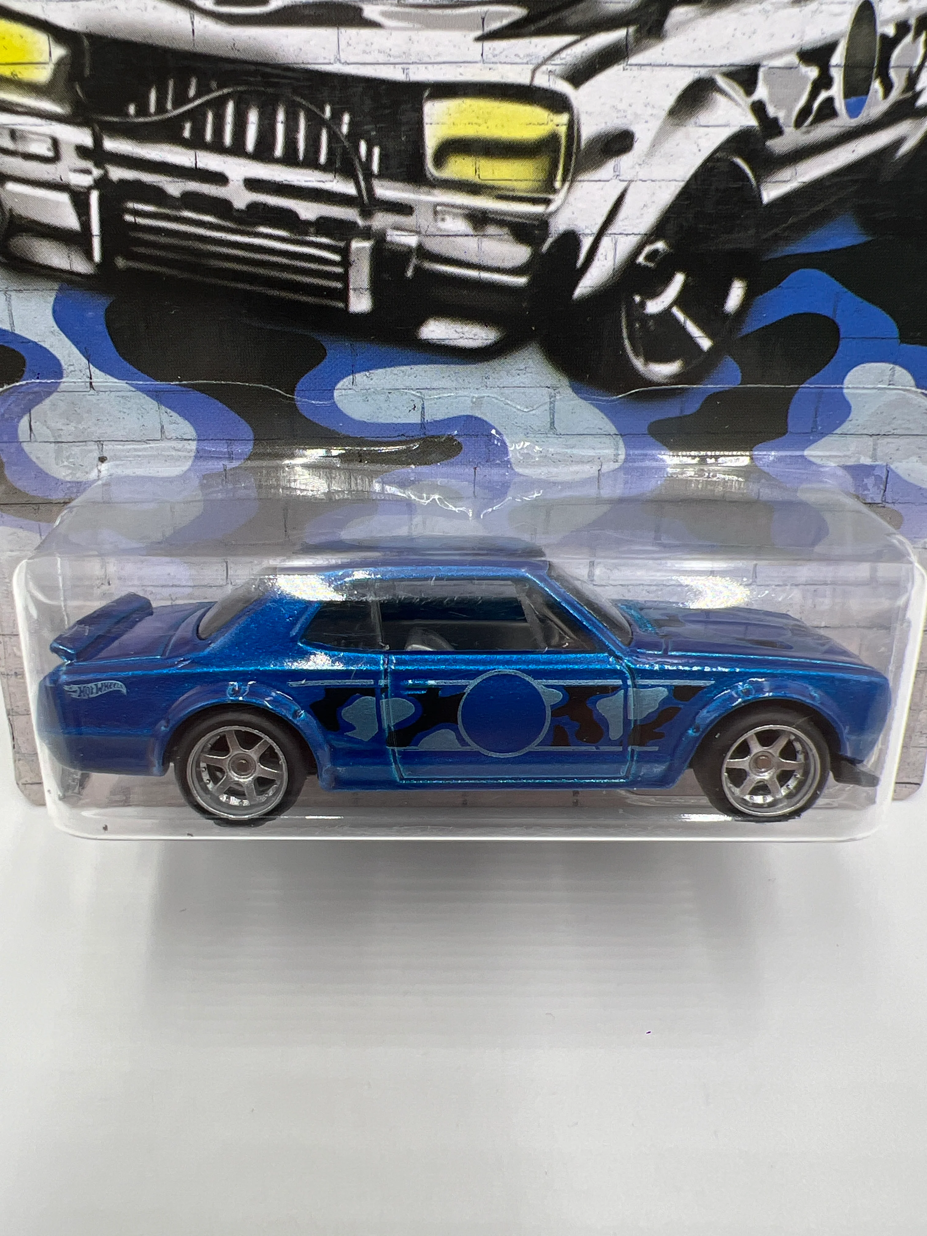 Hot Wheels Nissan Skyline H/T 2000GT-X Blue Wheel Swap Custom On Card W/Protector SR - Image 2