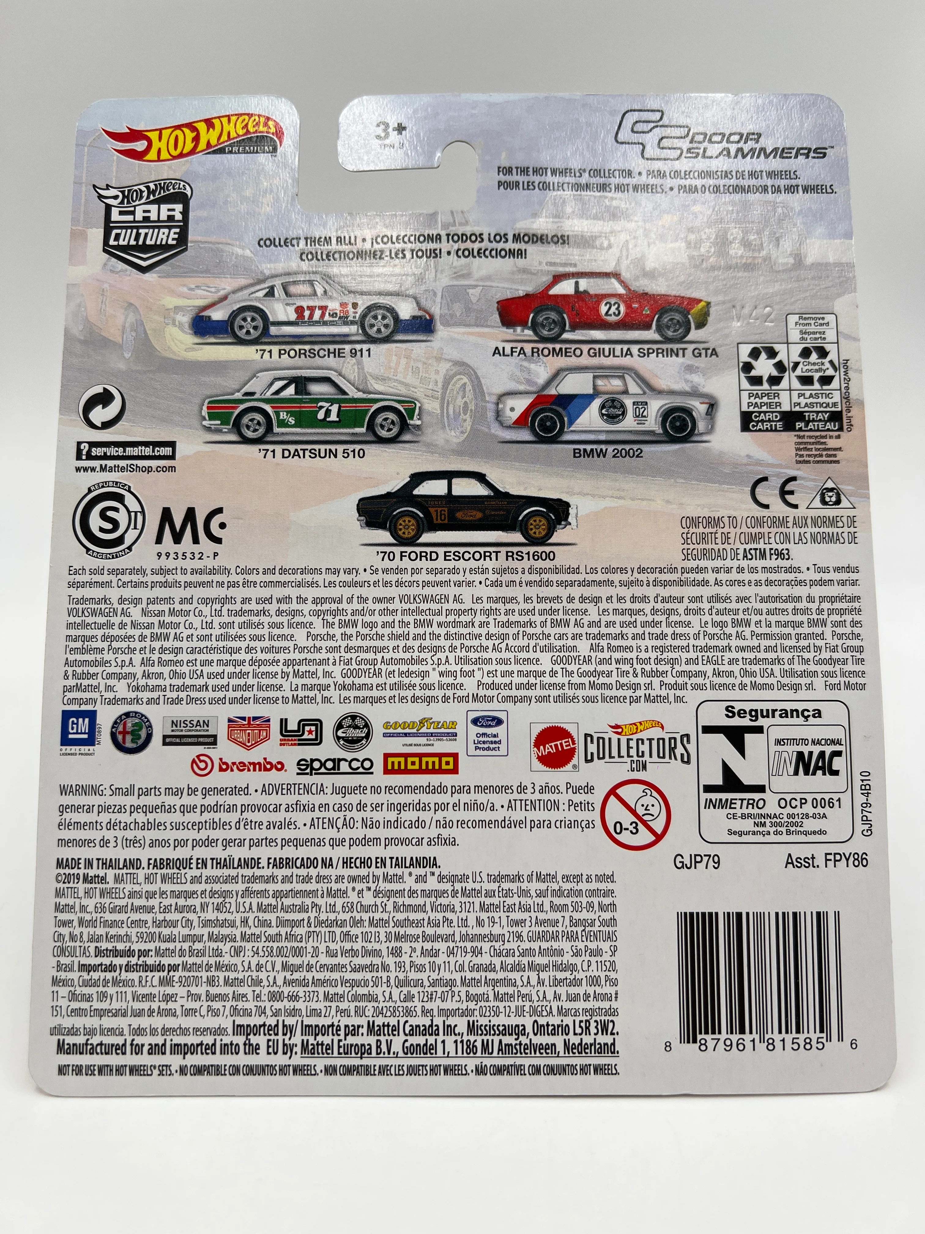 2020 Hot Wheels Car Culture Door Slammers #4 ERROR Backwards Facing BMW 2002 White W/Protector - Image 7