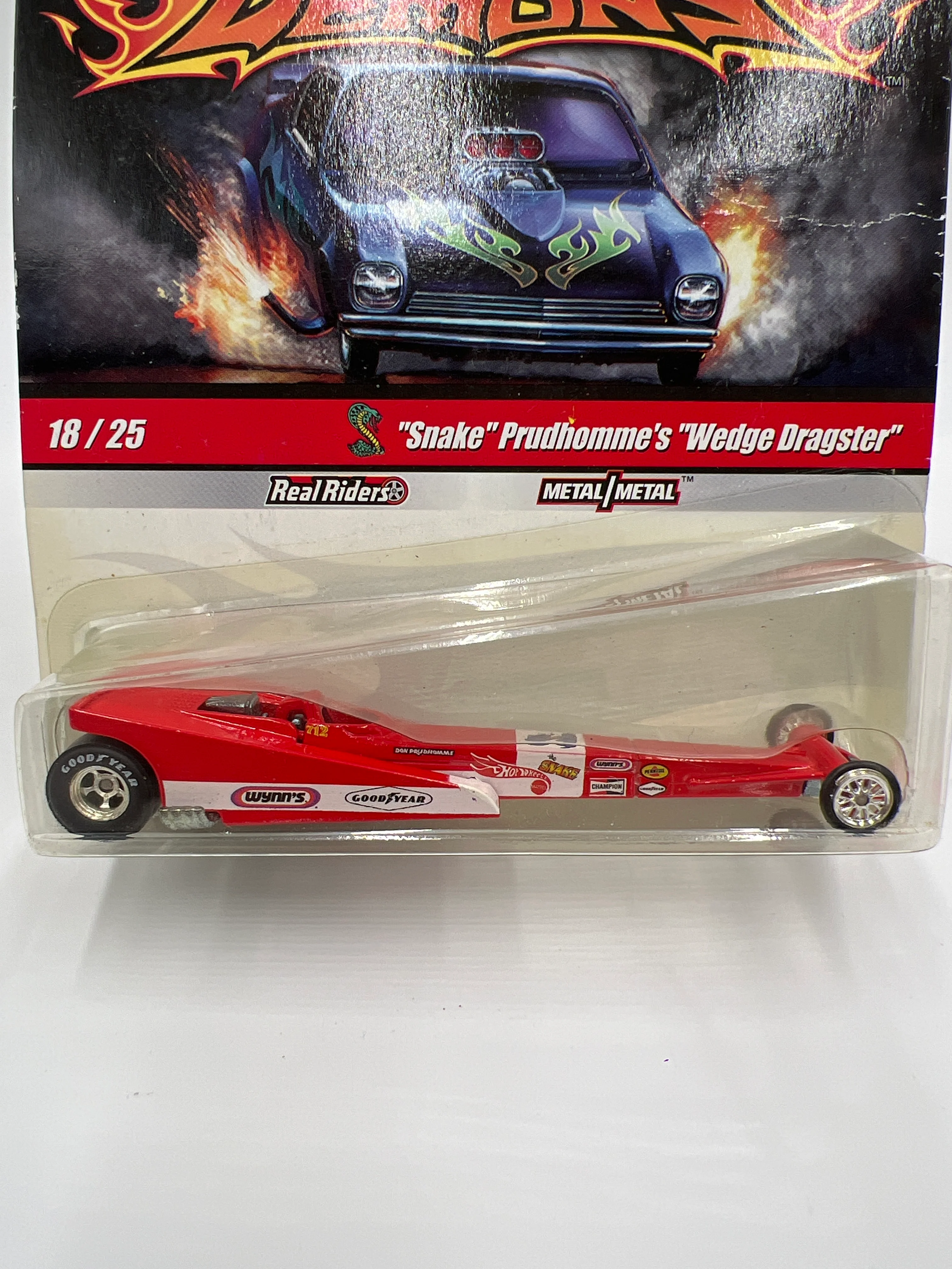 Hot Wheels Drag Strip Demons #18 Snake Prudhommes Wedge Dragster W/Protector - Image 2