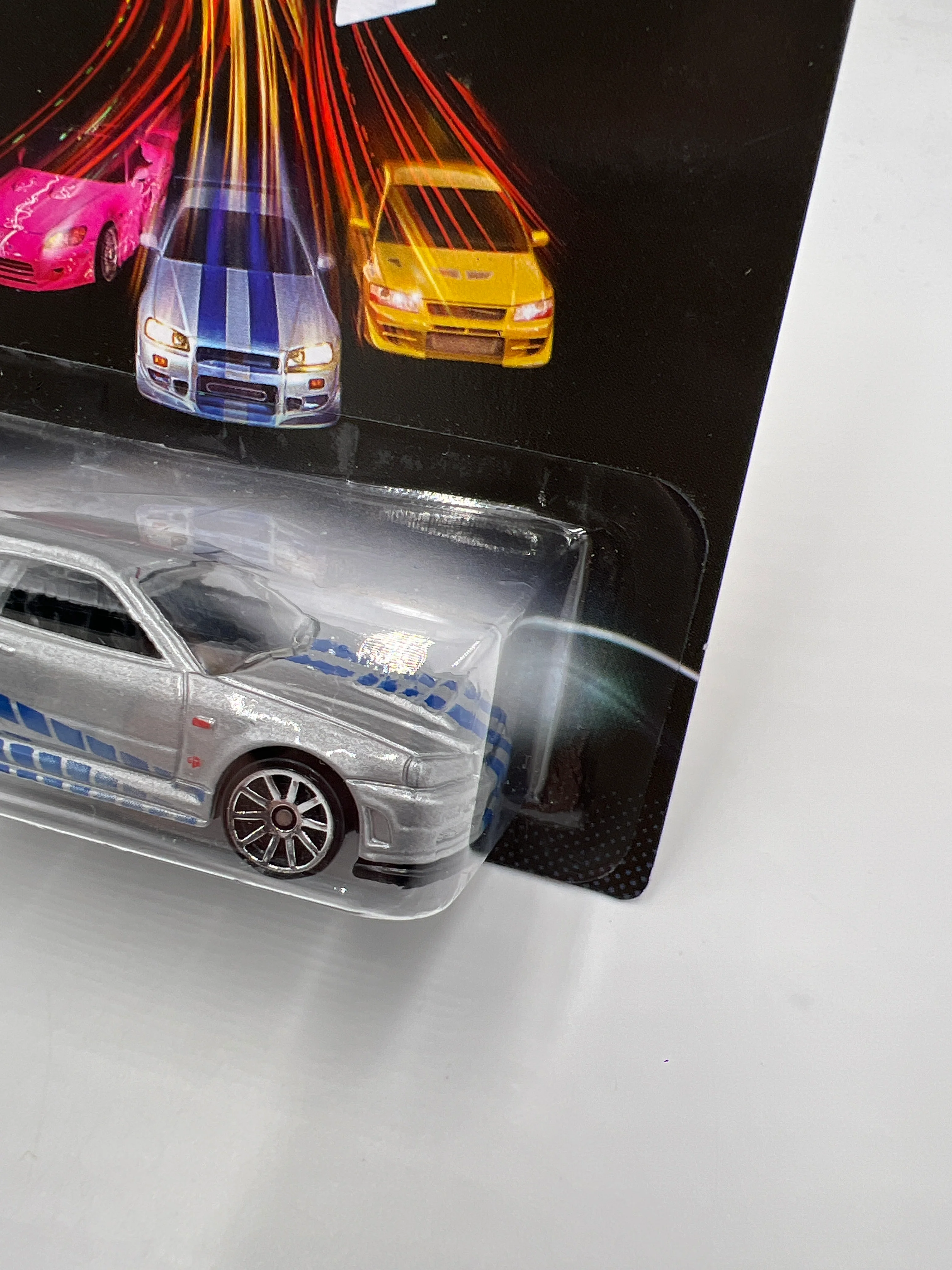 Hot Wheels Fast and Furious #3 Nissan Skyline GT-R R34 Silver VHTF Black Wing W/Protector - Image 3
