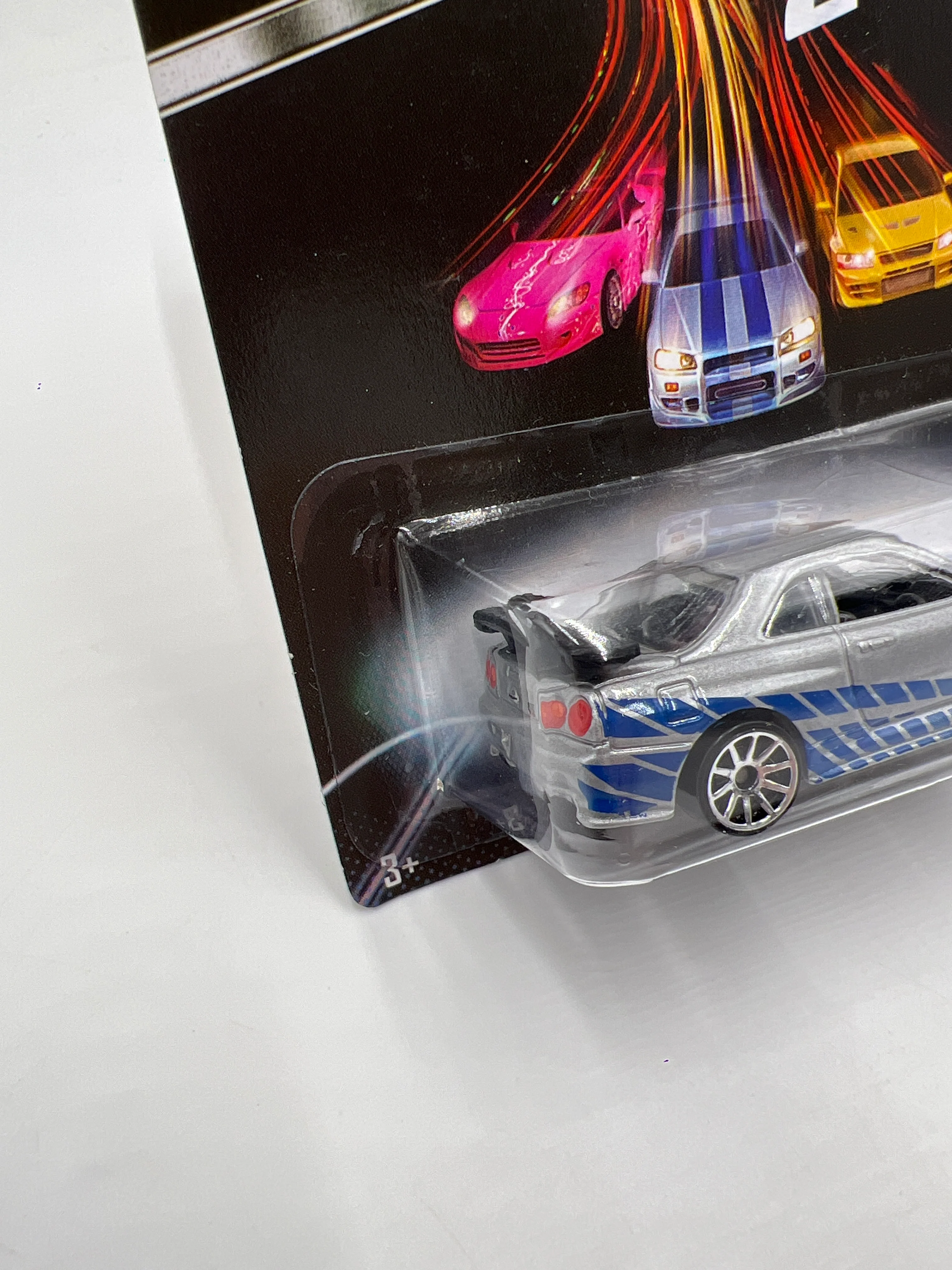 Hot Wheels Fast and Furious #3 Nissan Skyline GT-R R34 Silver VHTF Black Wing W/Protector - Image 4