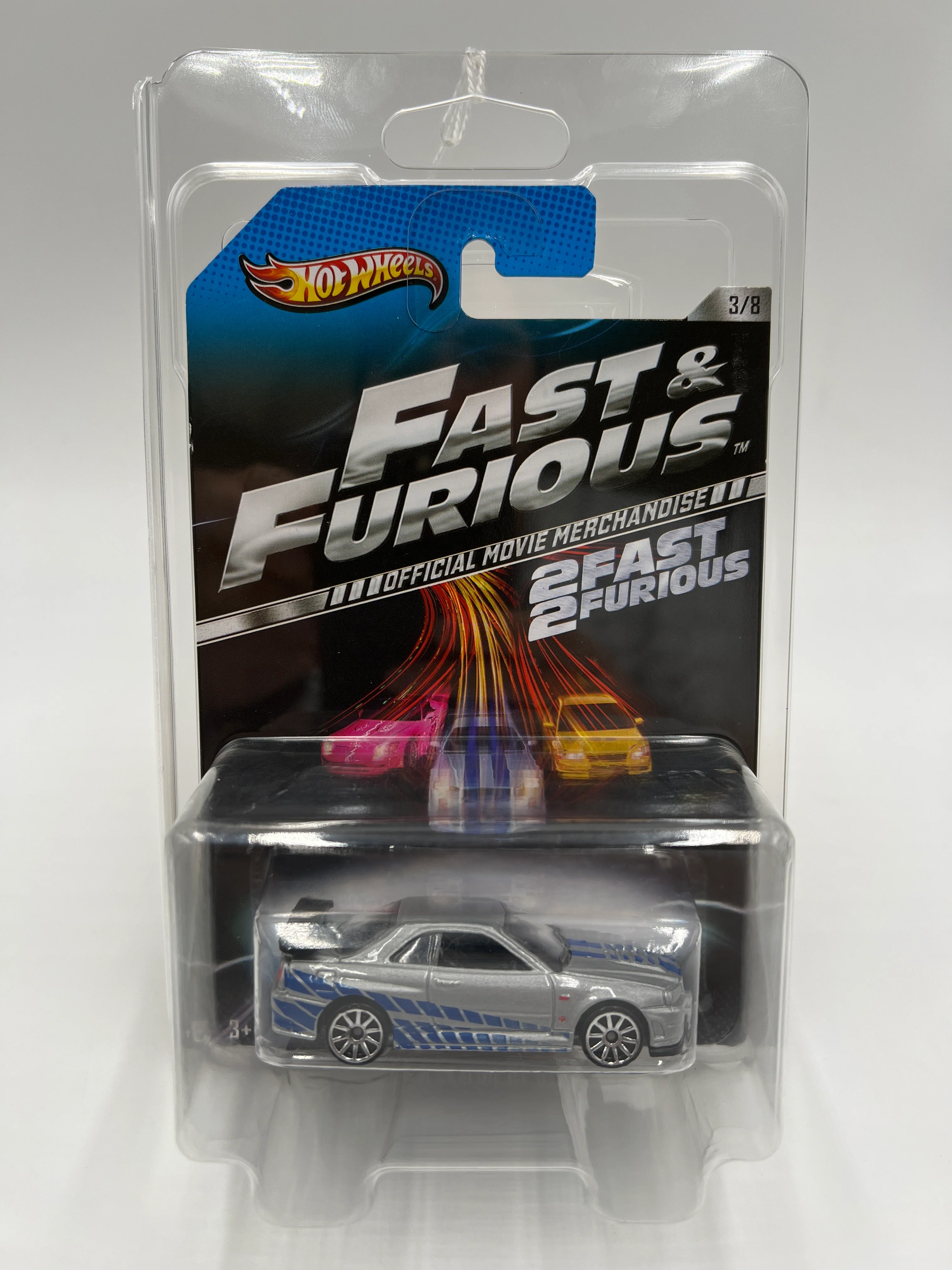 Hot Wheels Fast and Furious #3 Nissan Skyline GT-R R34 Silver VHTF Black Wing W/Protector - Image 7