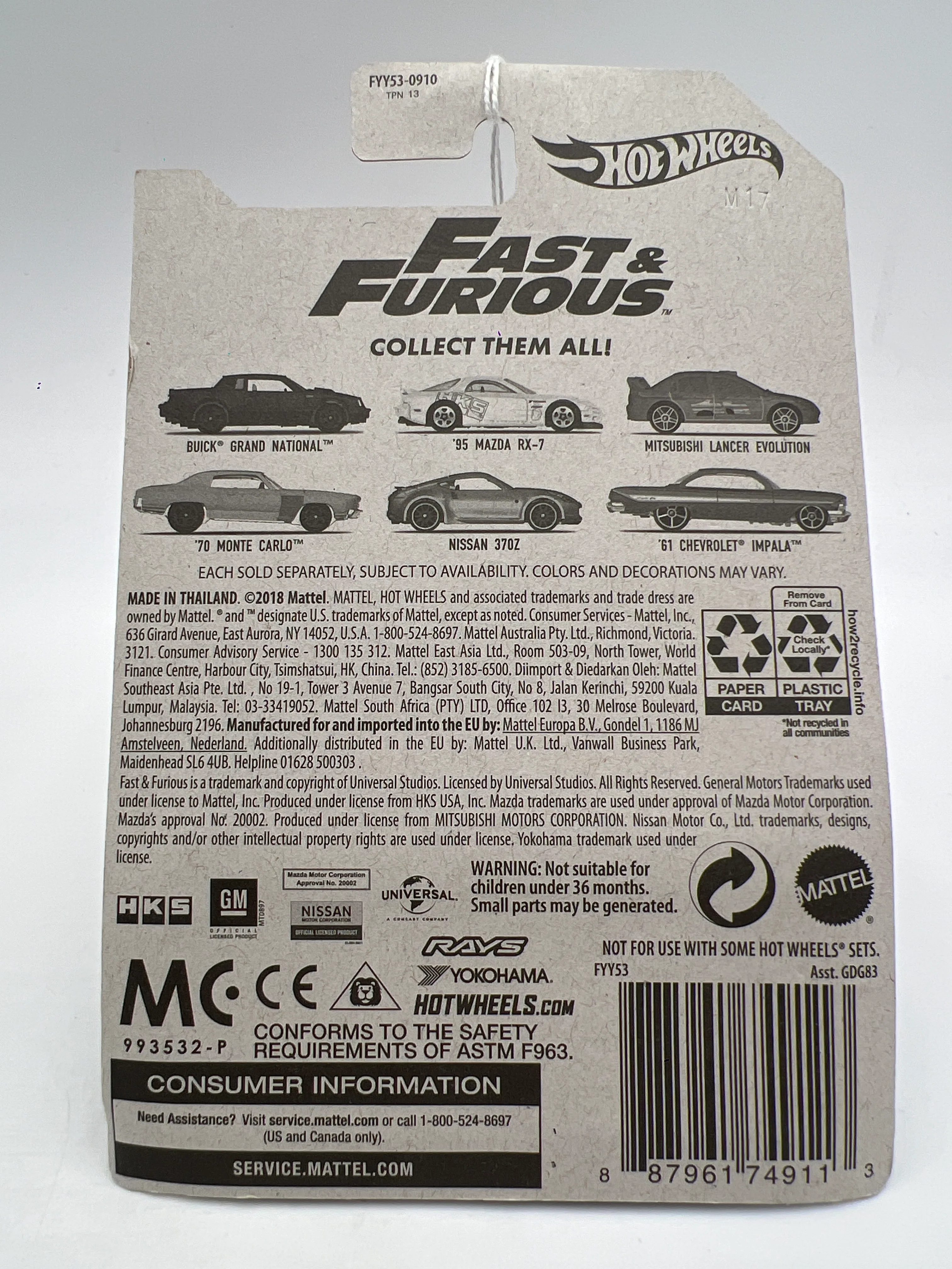 Hot Wheels Fast and Furious Tokyo Drift #4 70 Monte Carlo 73B - Image 6