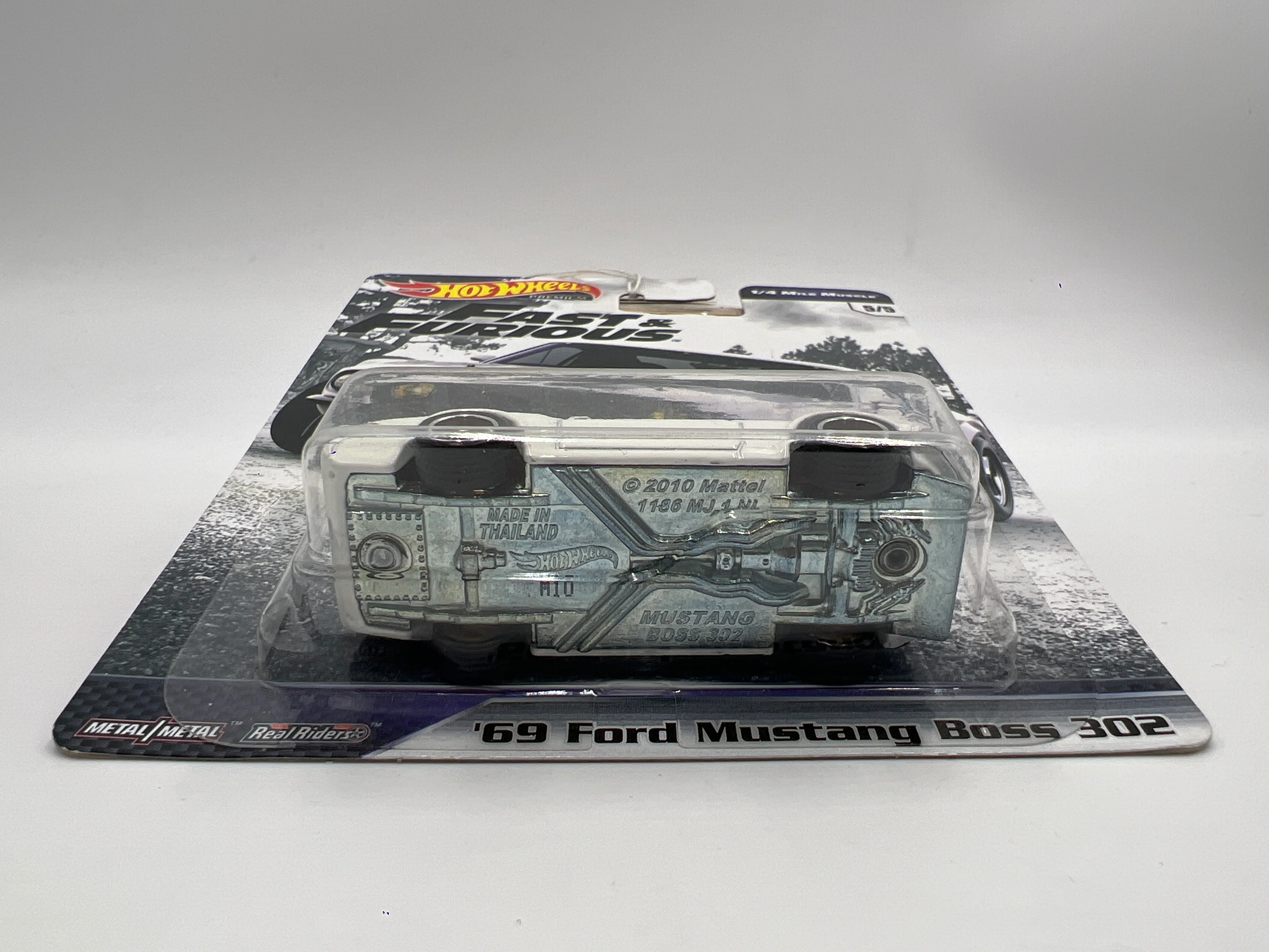 Hot Wheels Premium Fast & Furious 1/4 Mile Muscle #5 69 Ford Mustang Boss 302 White 247A - Image 5