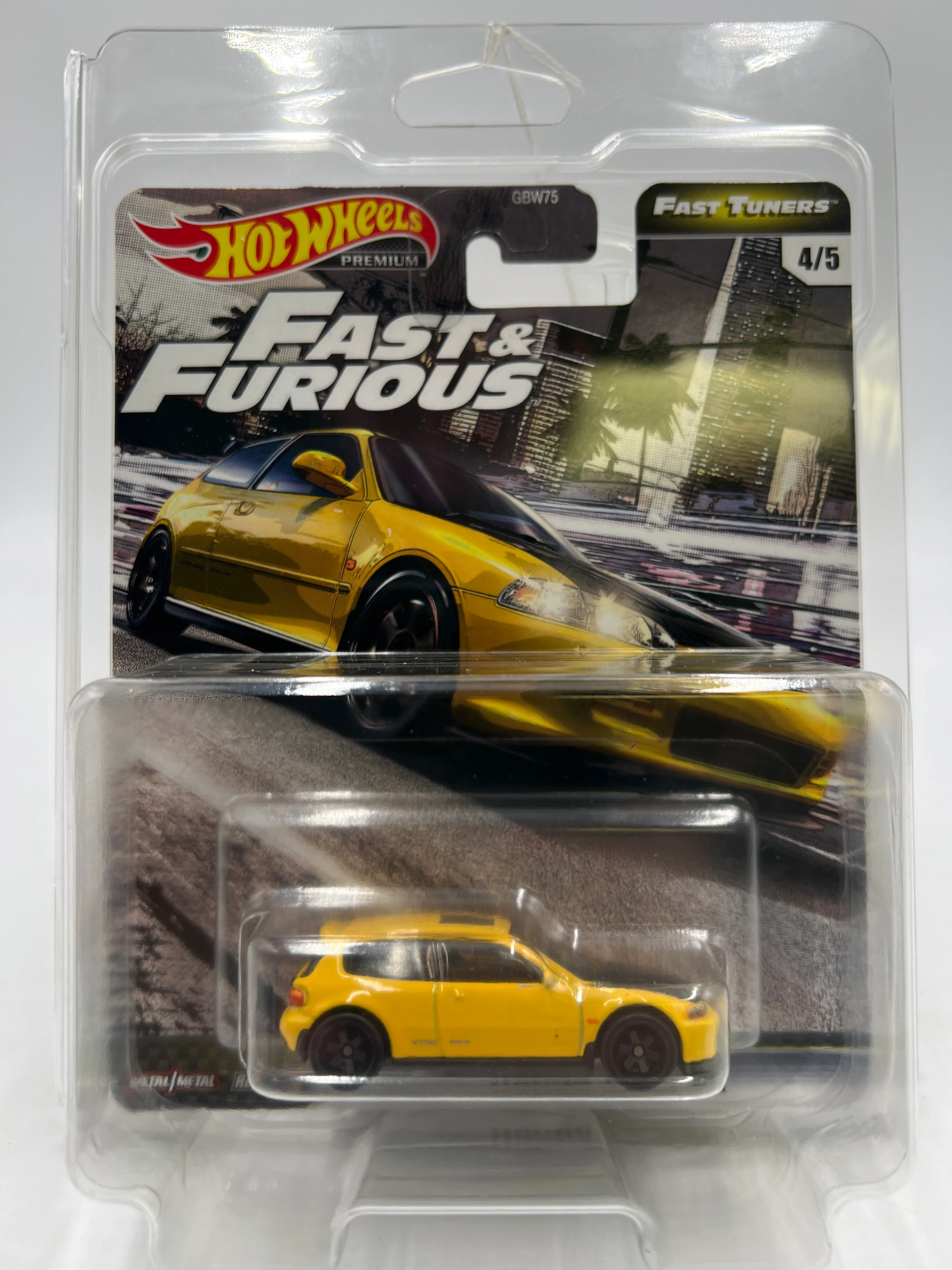 Hot Wheels Fast & Furious Fast Tuners #4 Honda Civic EG Yellow W/Protector - Image 7