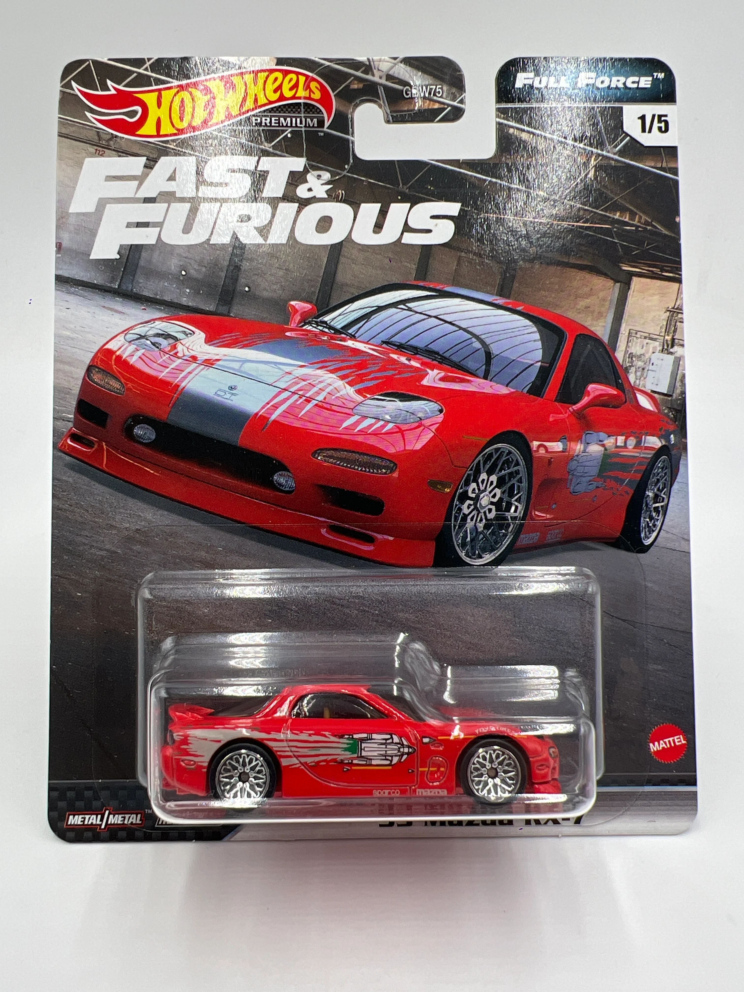 Hot Wheels Fast & Furious Full Force #1 95 Mazda RX-7 Red W/Protector - Image 2