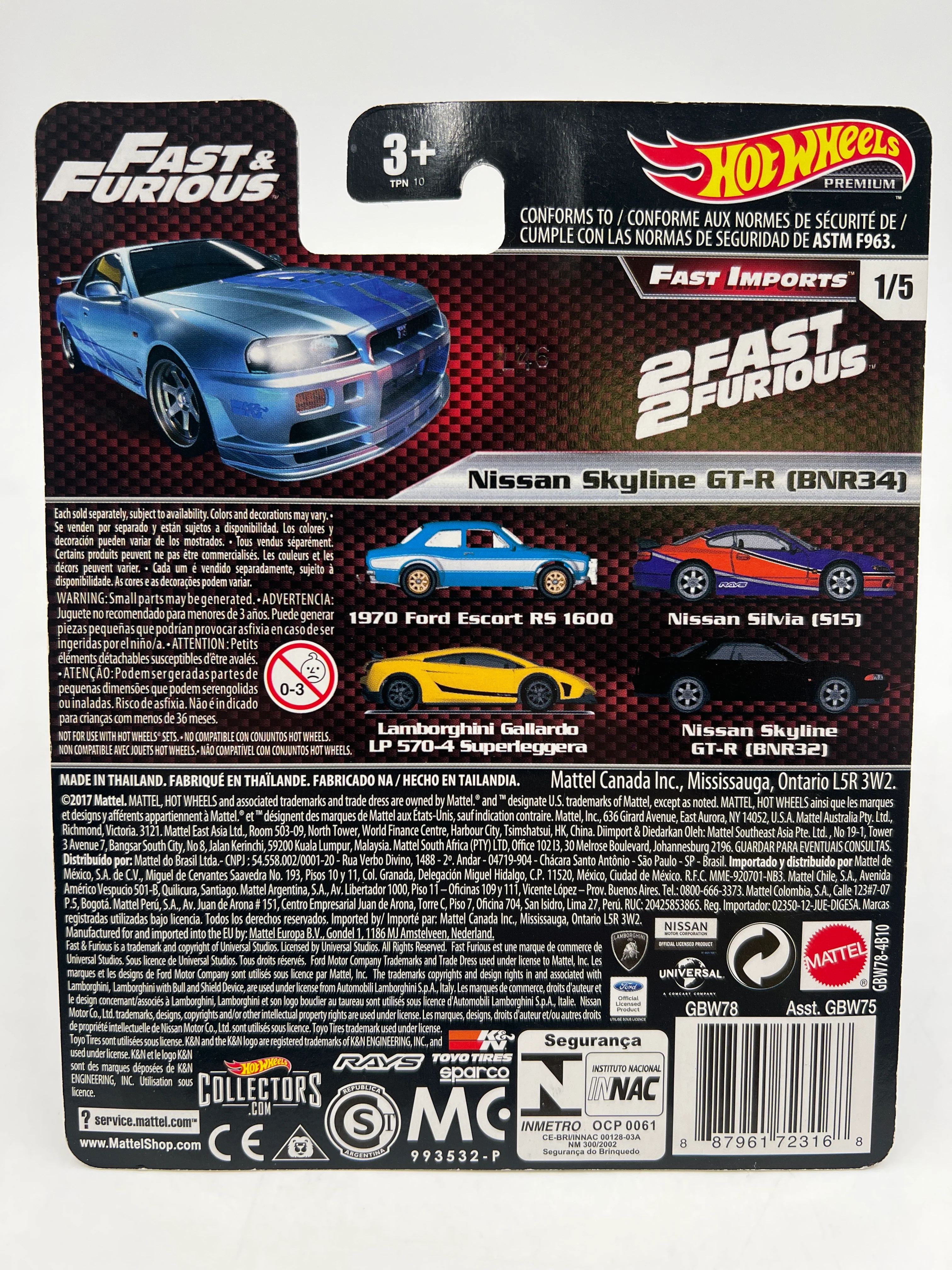 Hot Wheels Fast & Furious Fast Imports #1 Nissan Skyline GT-R BNR34 Silver W/Protector - Image 6