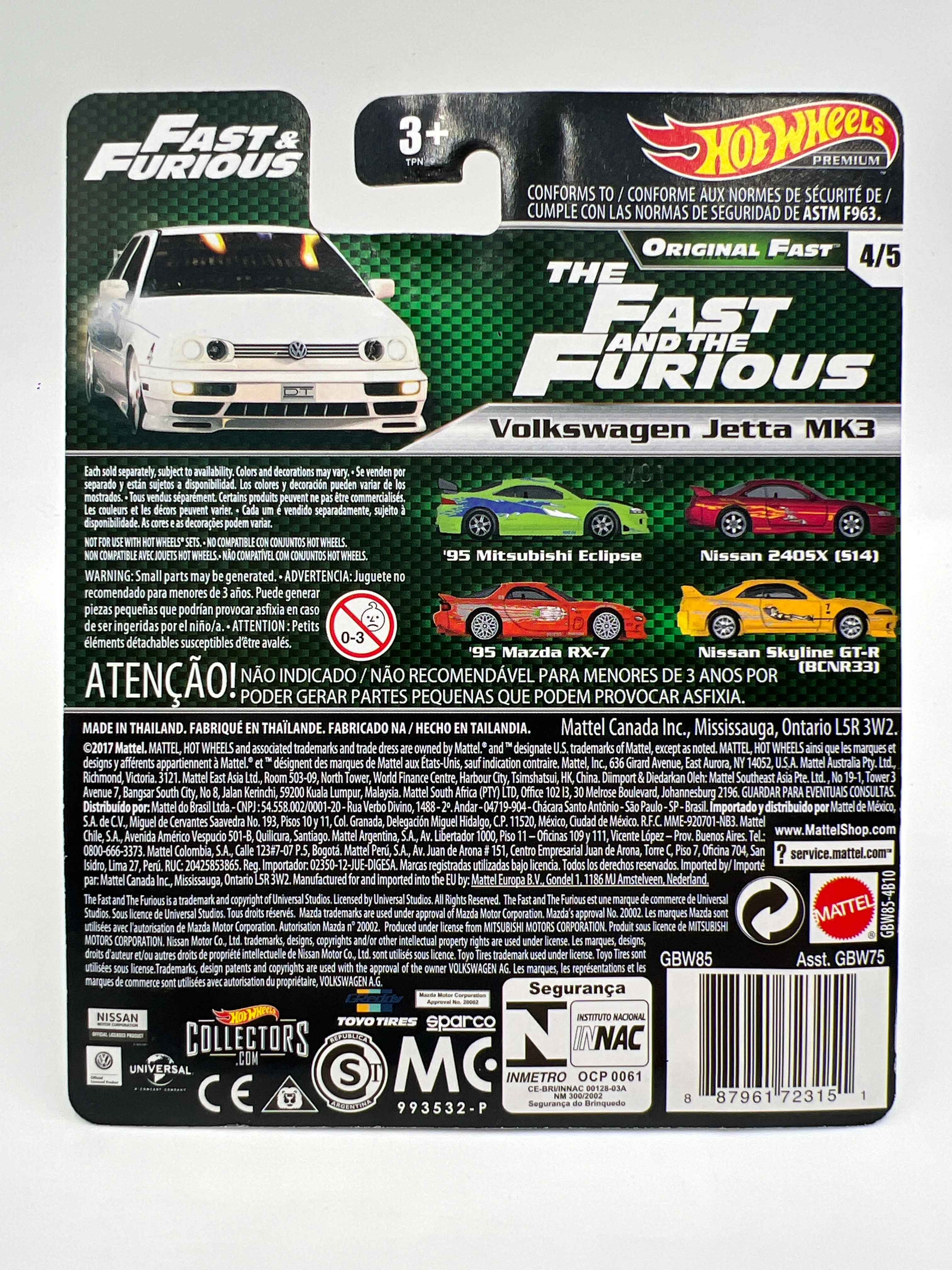 Hot Wheels Premium Fast & Furious Original Fast #4 Volkswagen Jetta MK3 White W/Protector - Image 6