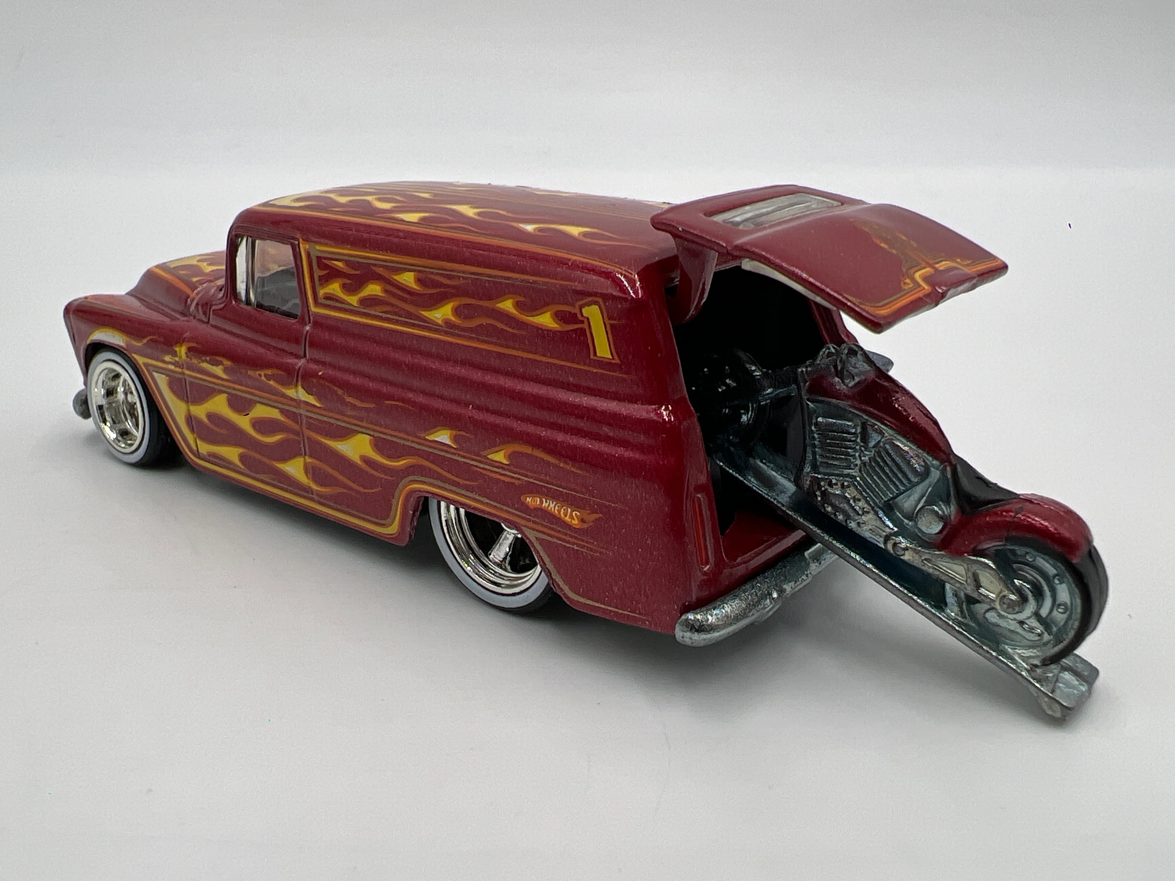 2009 Hot Wheels 1/64 Kmart Mail In Promo #1 55 Chevy Panel Red Loose - Image 2
