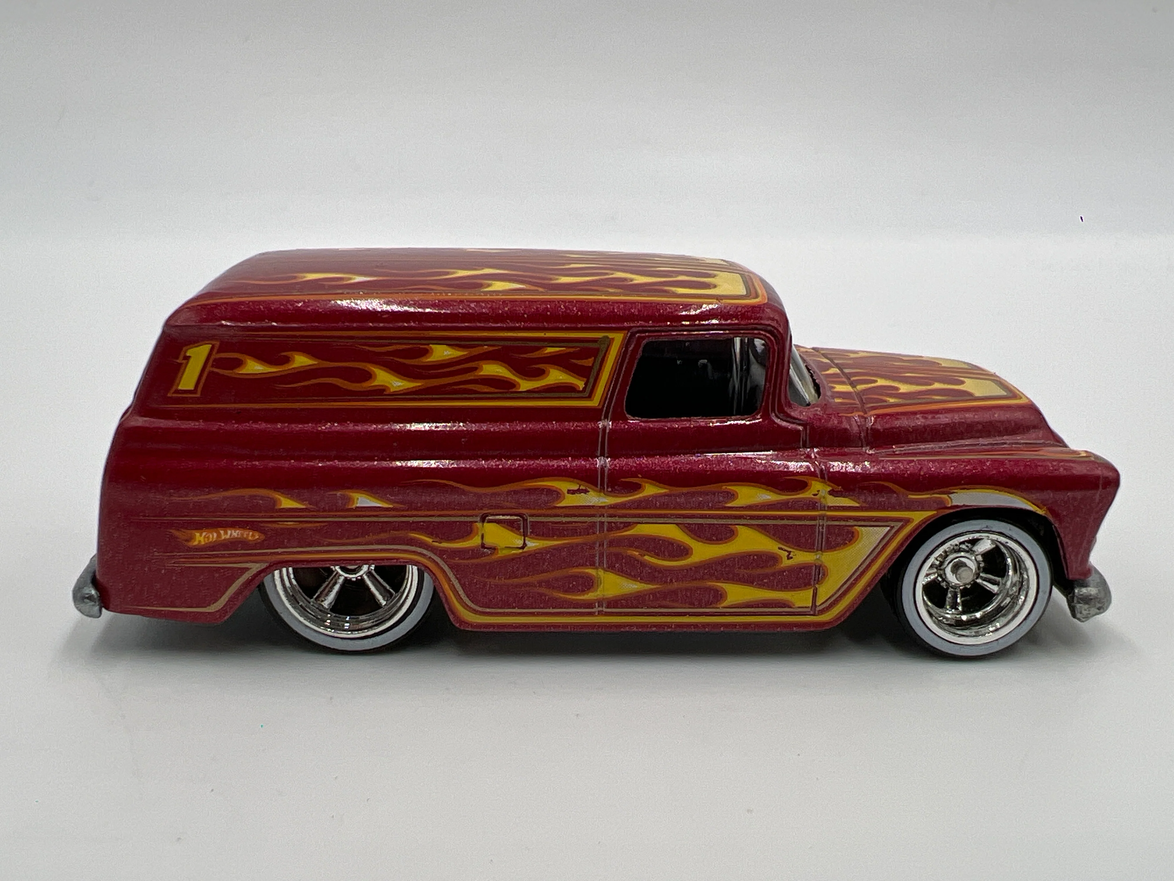 2009 Hot Wheels 1/64 Kmart Mail In Promo #1 55 Chevy Panel Red Loose - Image 3