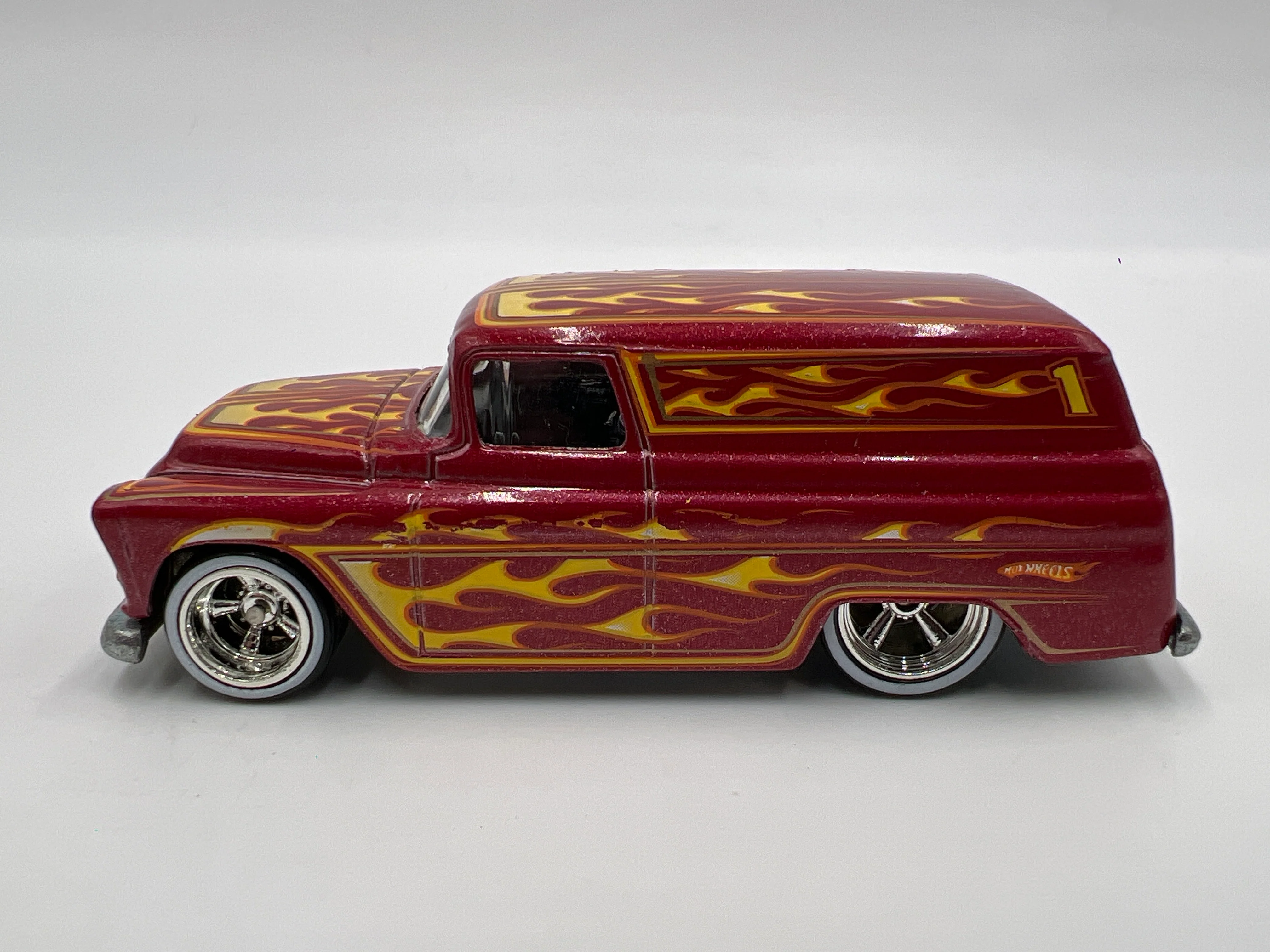2009 Hot Wheels 1/64 Kmart Mail In Promo #1 55 Chevy Panel Red Loose - Image 4