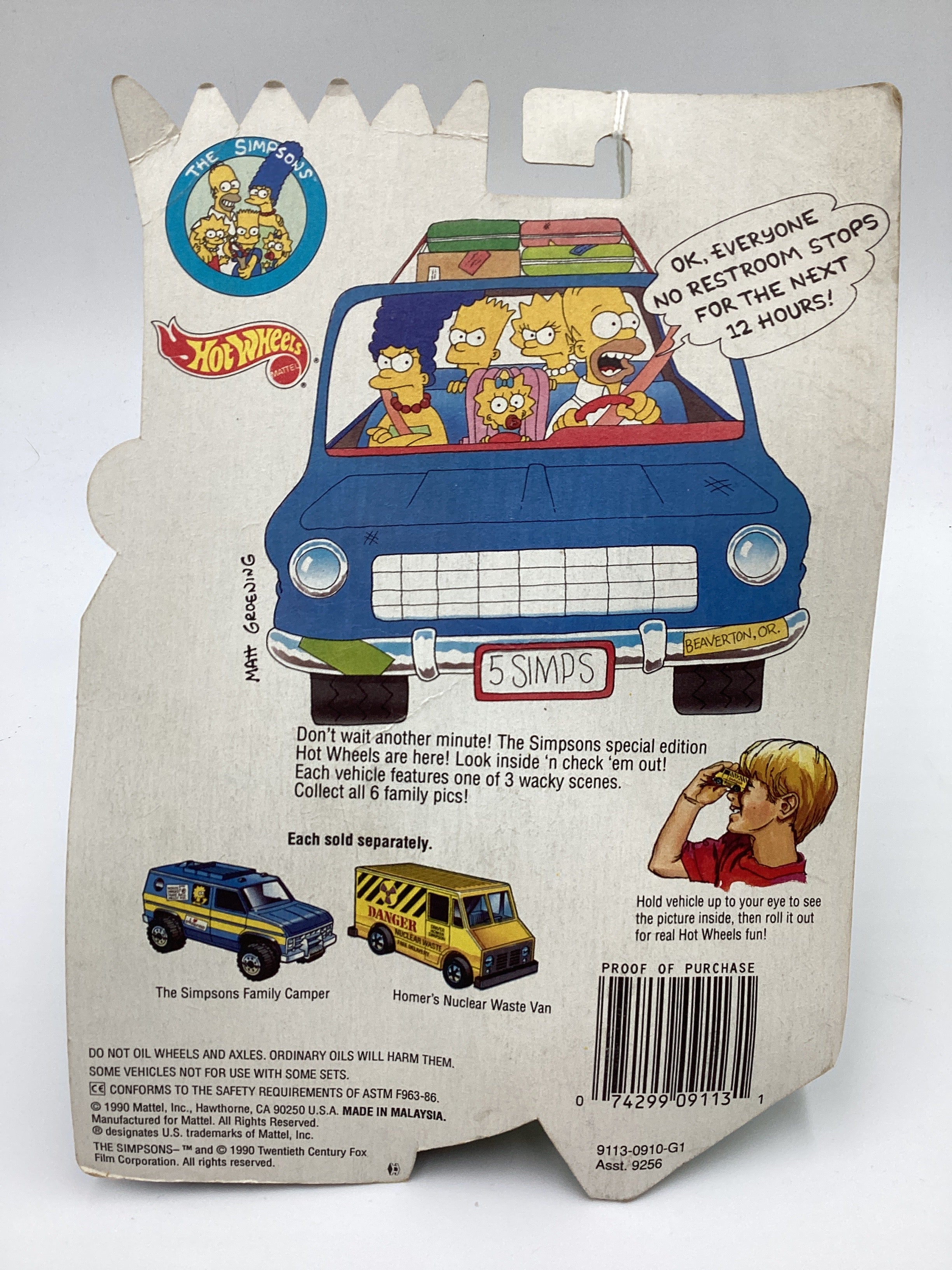 1990 Hot Wheels The Simpson Family Camper Blue - Image 7