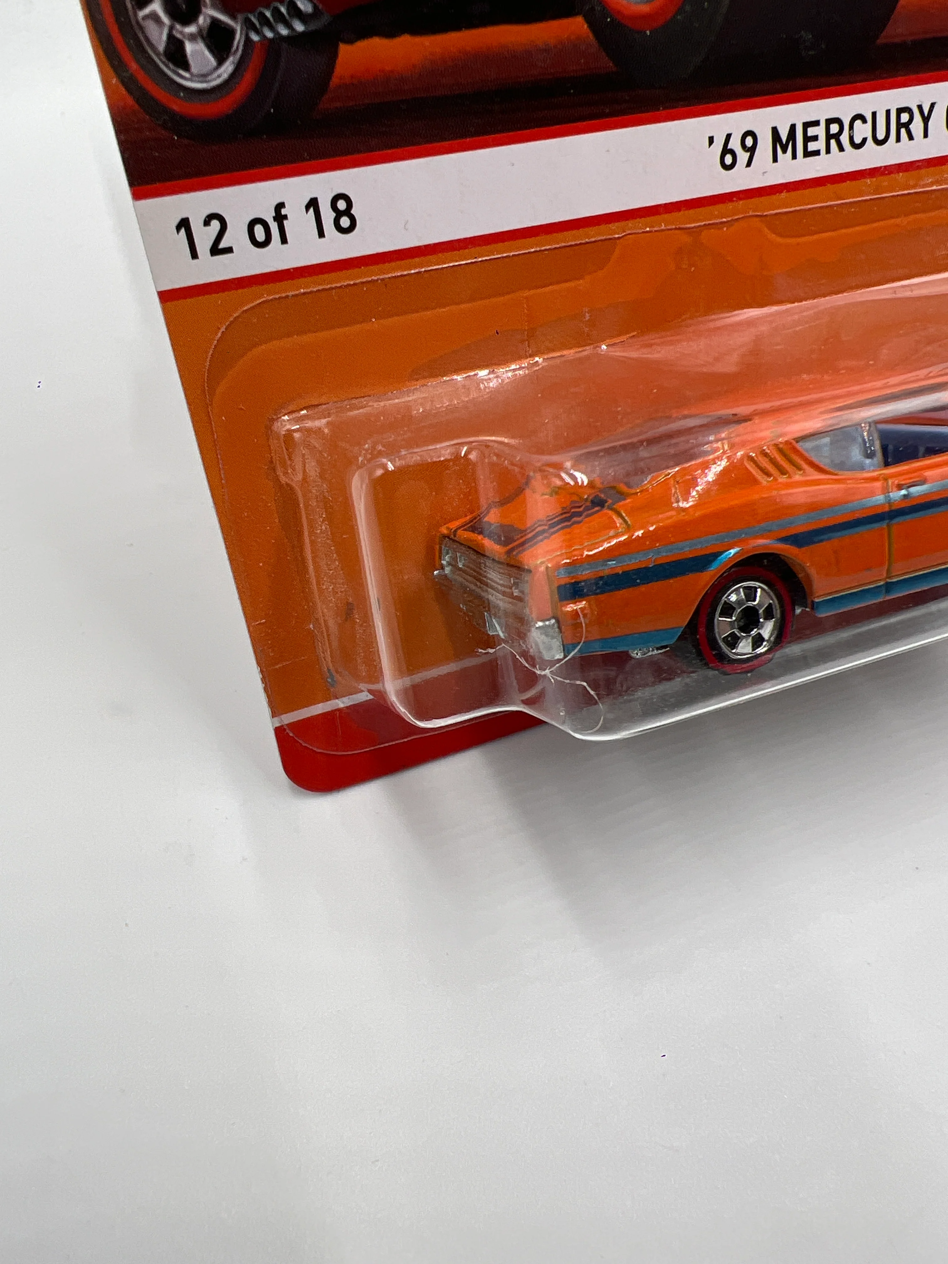 Hot Wheels Heritage Redline #12 69 Mercury Cyclone Orange Cracked Blister 160N - Image 5