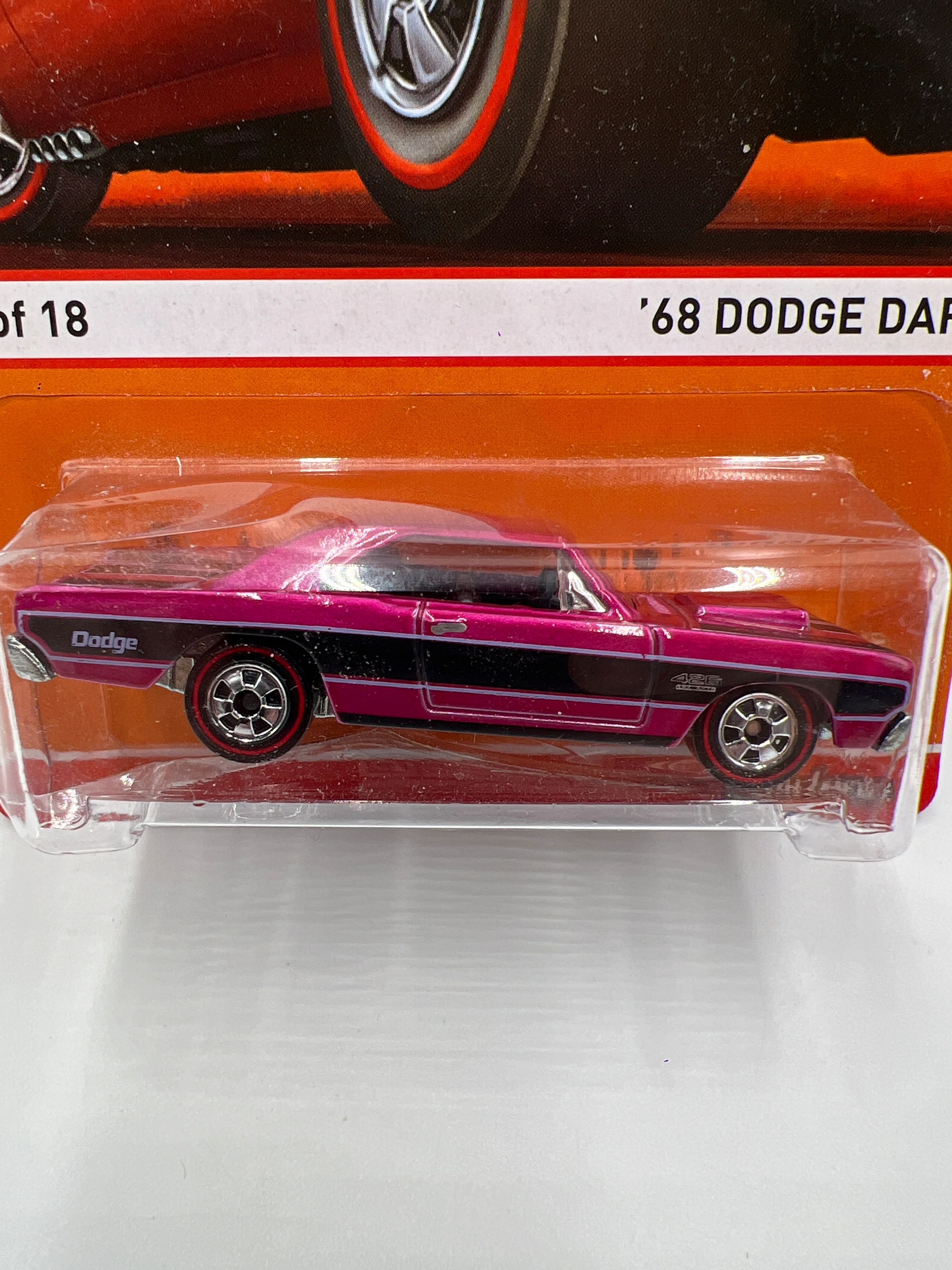 Hot Wheels Heritage Redline #6 68 Dodge Dart Pink dented Blister 160N - Image 3