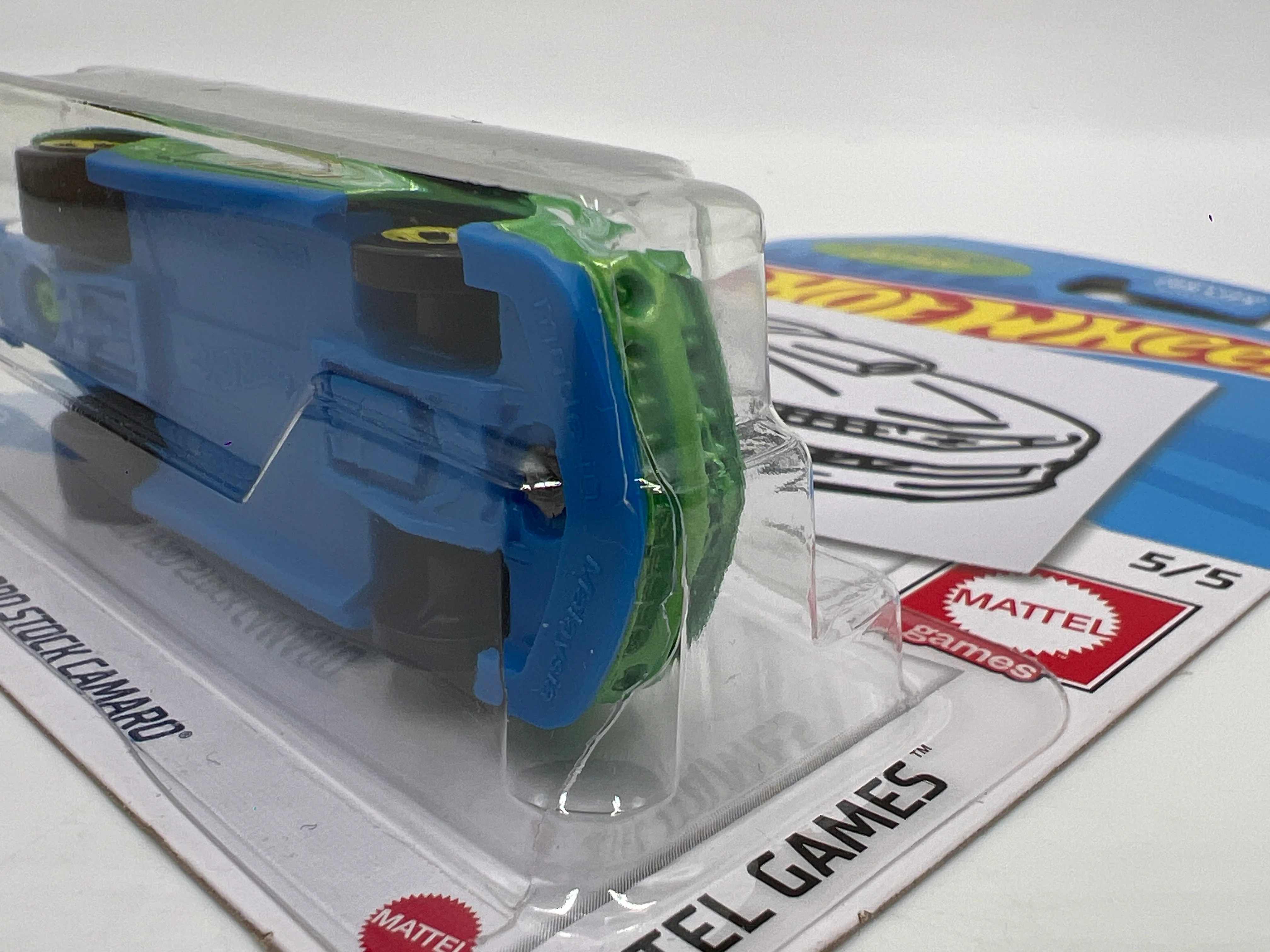 2019 Hot Wheels Kroger Exclusive #149 10 Pro Stock Camaro Green/Yellow Pictionary Sketch Card W/Protectors Cracked Blisters - Image 15