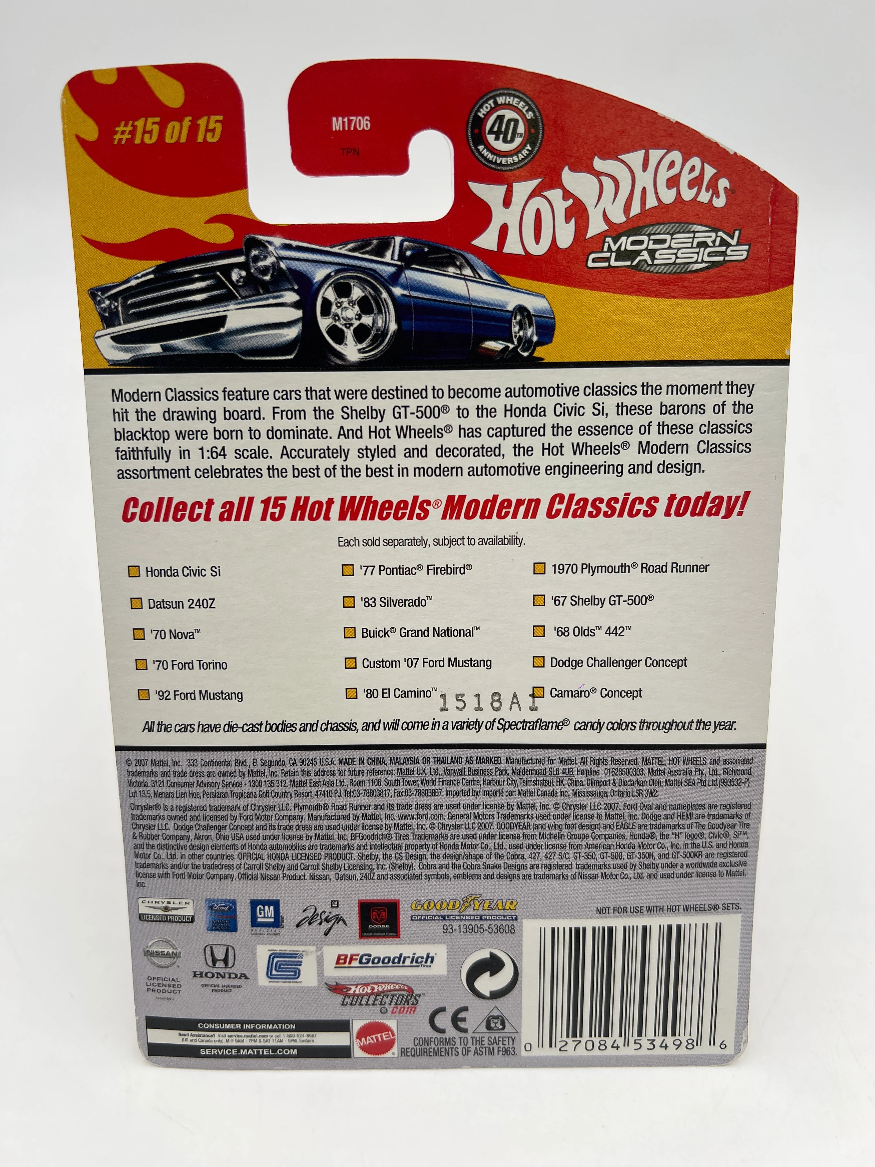 Hot Wheels Modern Classics #15 Camaro Concept Gold W/Protector - Image 6