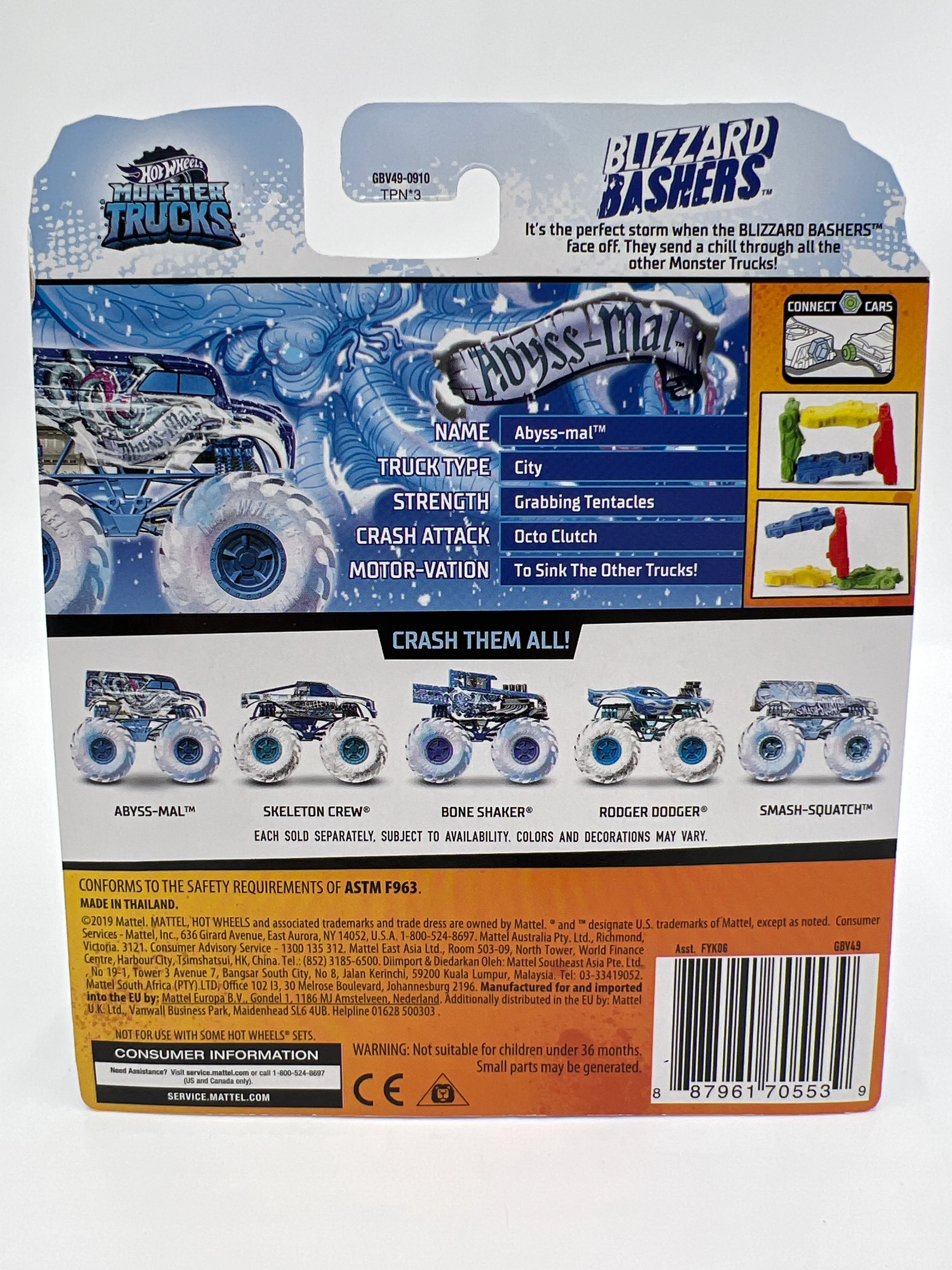 Hot Wheels Monster Trucks Blizzard Bashers Abyss-Mal W/Protector - Image 7
