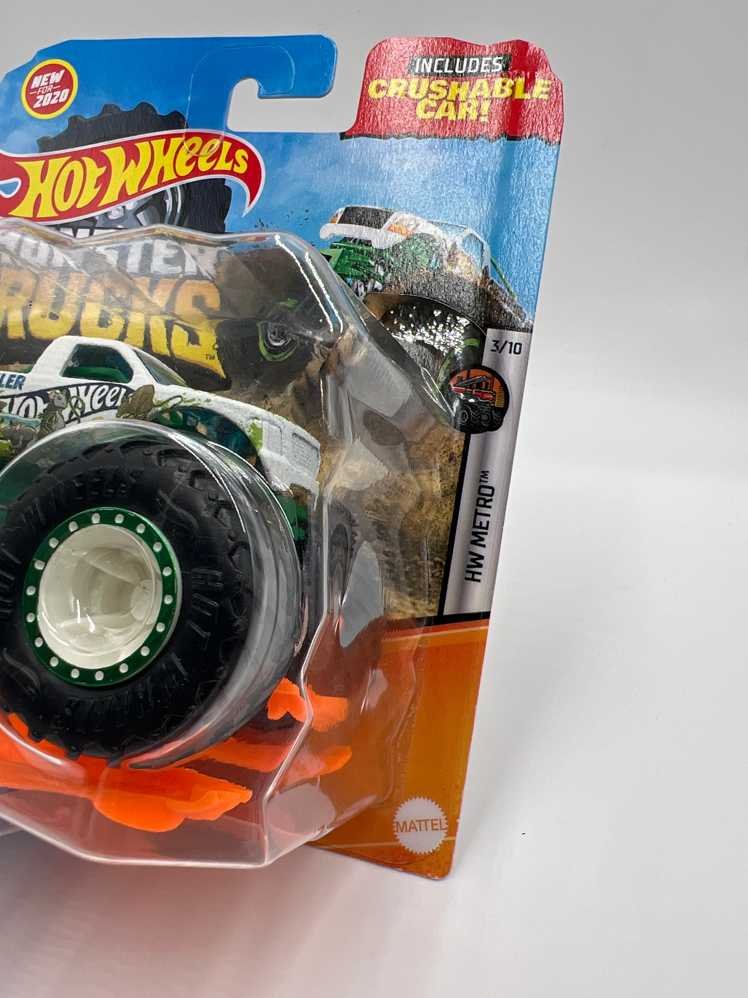 2020 Hot Wheels Monster Trucks HW Metro #3 Gutter Growler W/Protector - Image 4