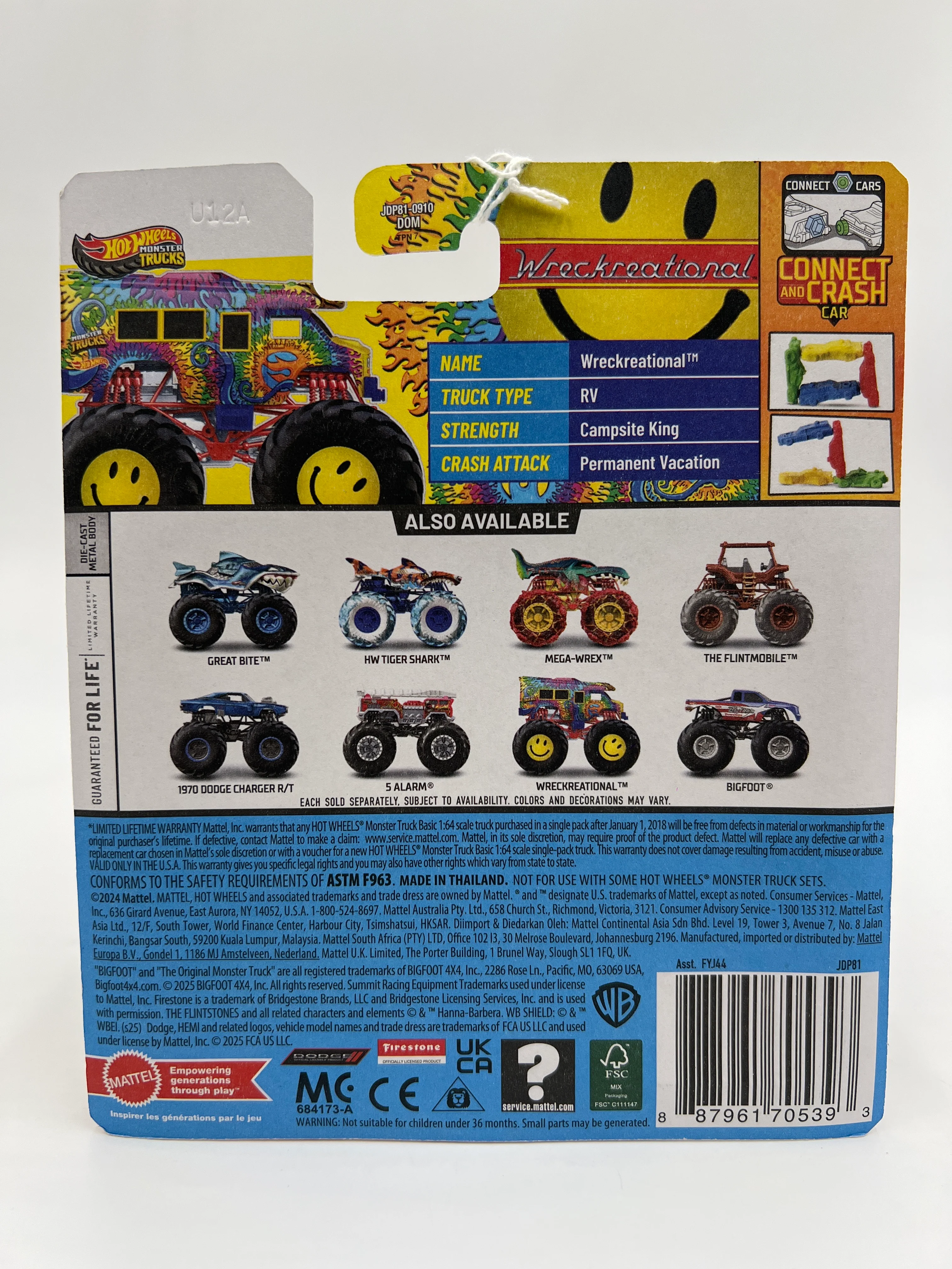 Hot Wheels Monster Trucks HWMT Back To Basics #5 Wreckreational 126D - Image 6