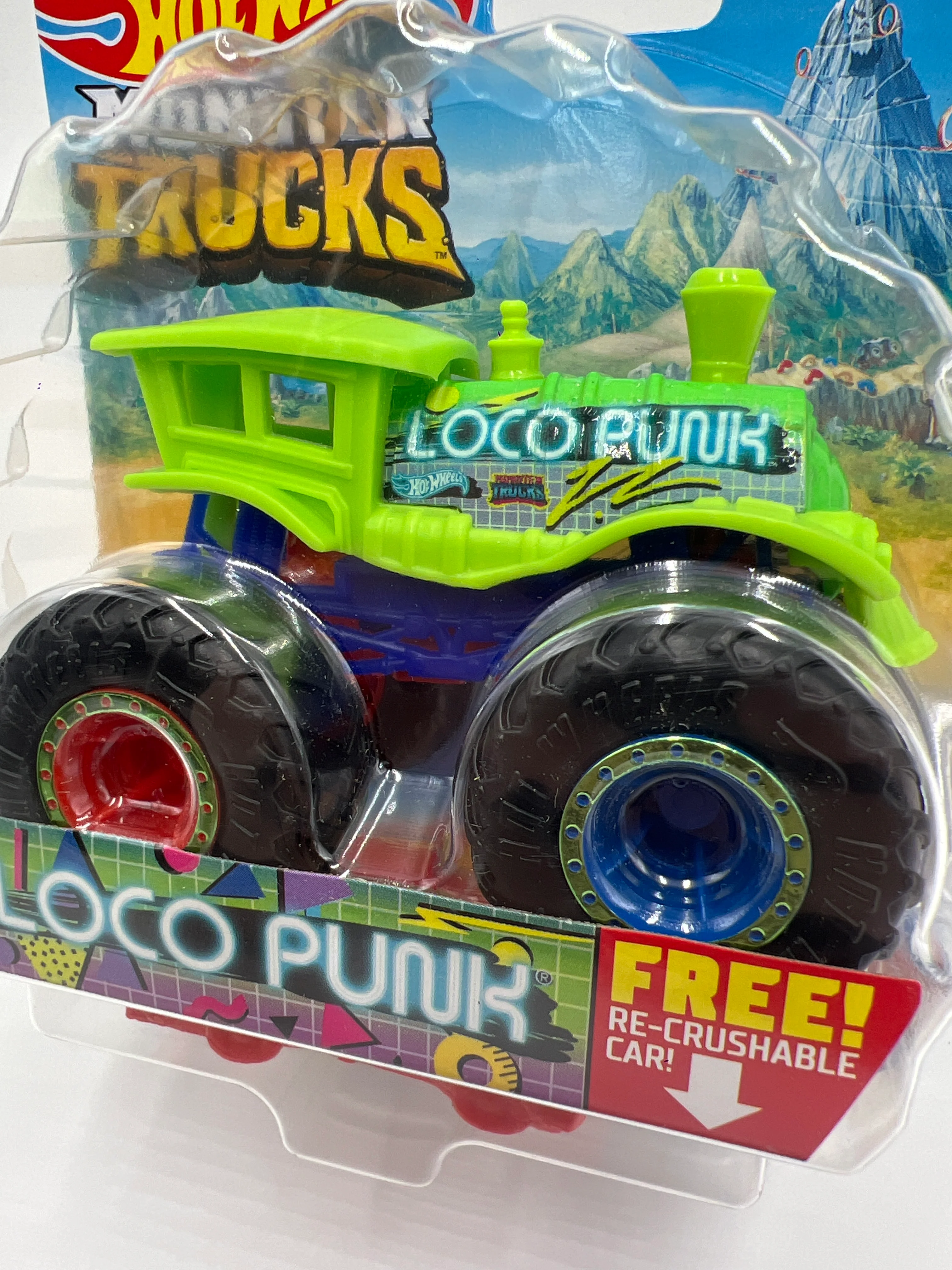 2021 Hot Wheels Monster Trucks Neon Shockers #13 Loco Punk 134A - Image 2