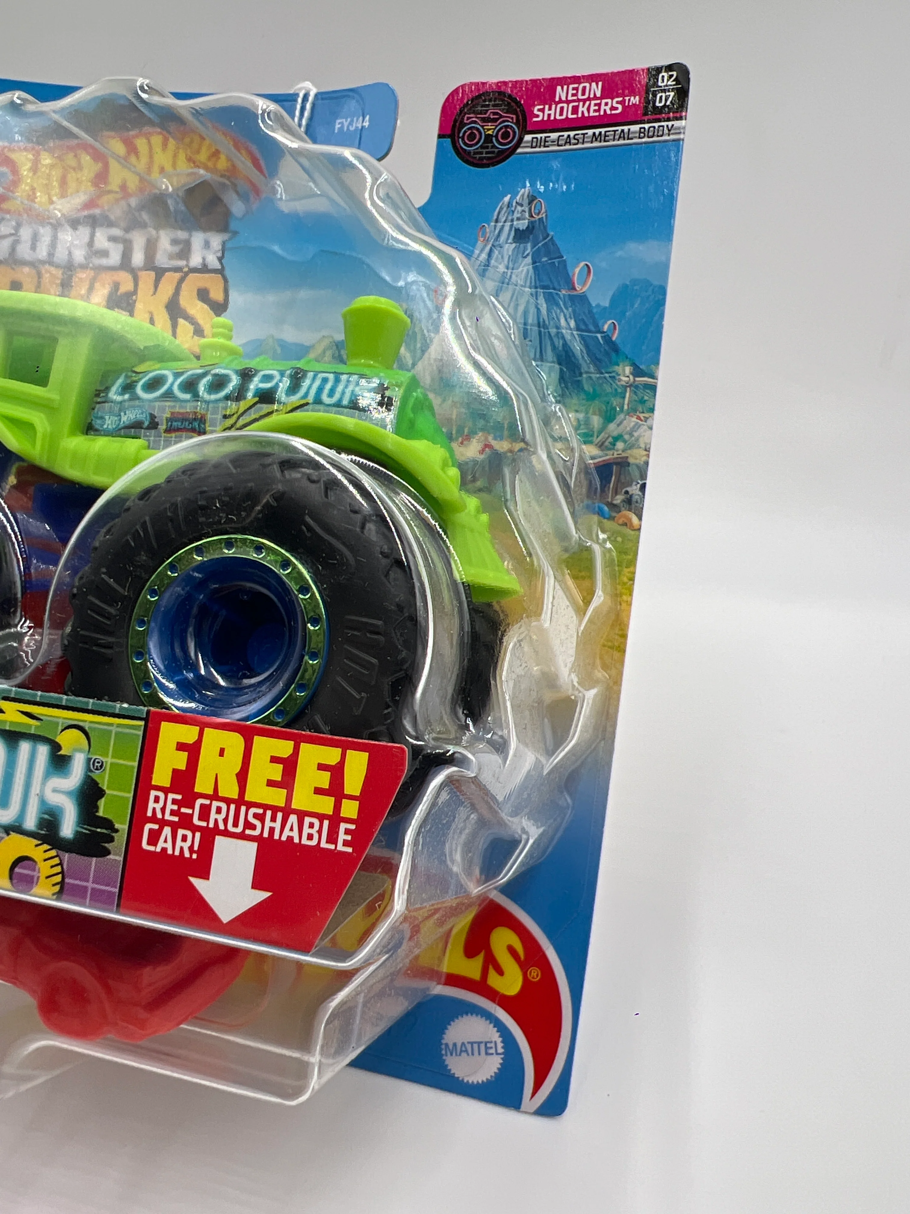 2021 Hot Wheels Monster Trucks Neon Shockers #13 Loco Punk 134A - Image 3