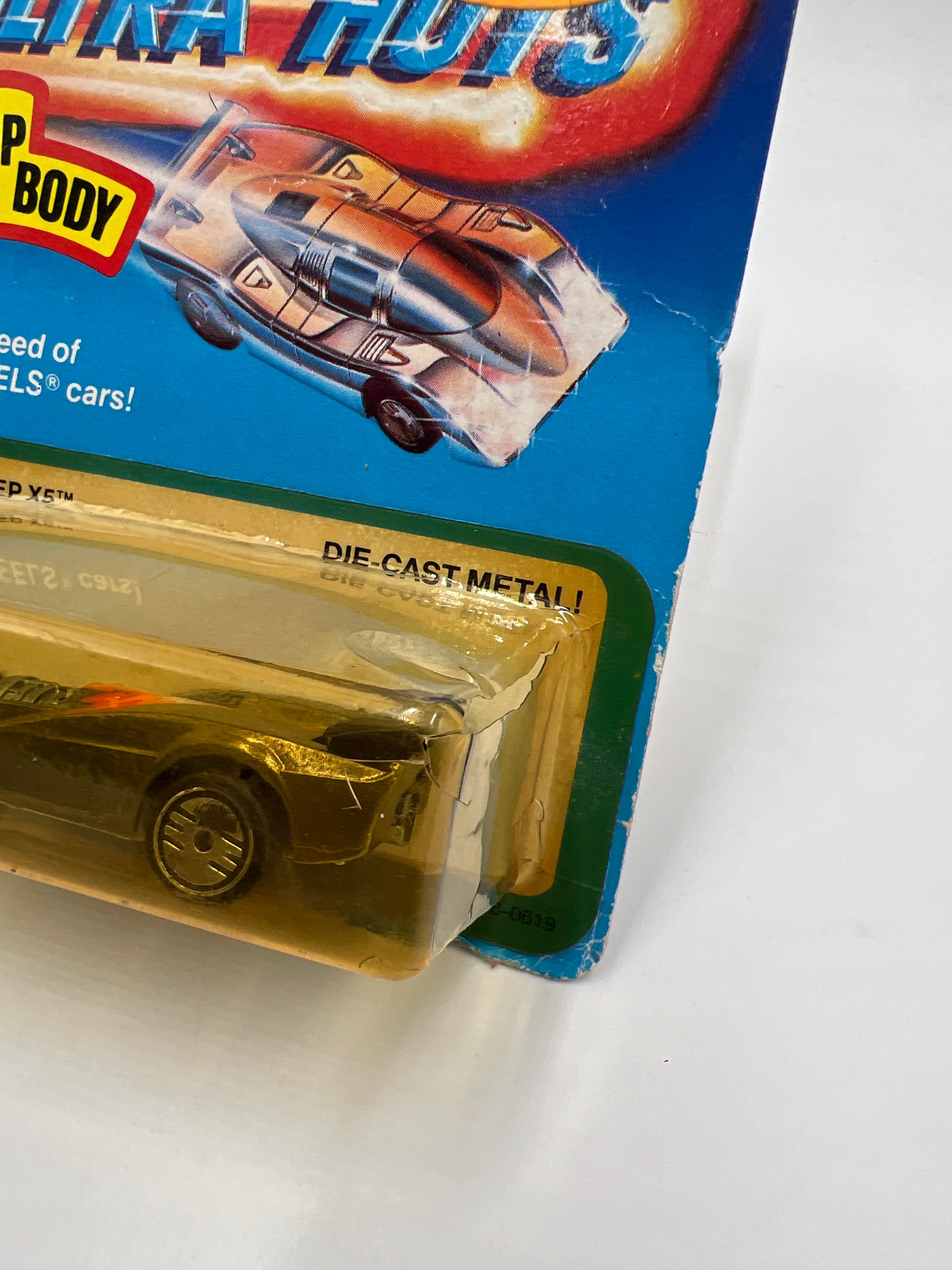 Hot Wheels Original 1983 Ultra Hots #7528 Jet Sweep X5 W/Protector Cracked Blister - Image 3