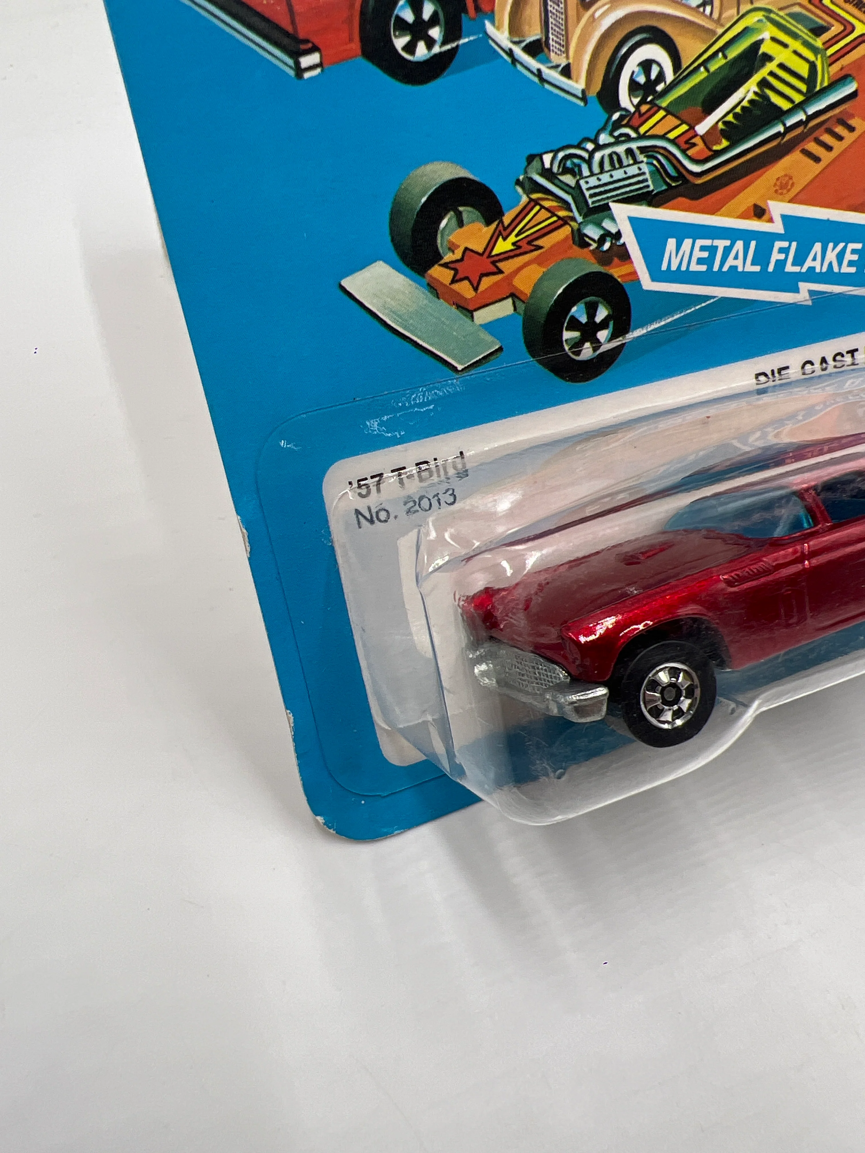 Hot Wheels Original 1982 #2013 57 T-Bird Red Unpunched W/Protector Blister Not Perfect - Image 4