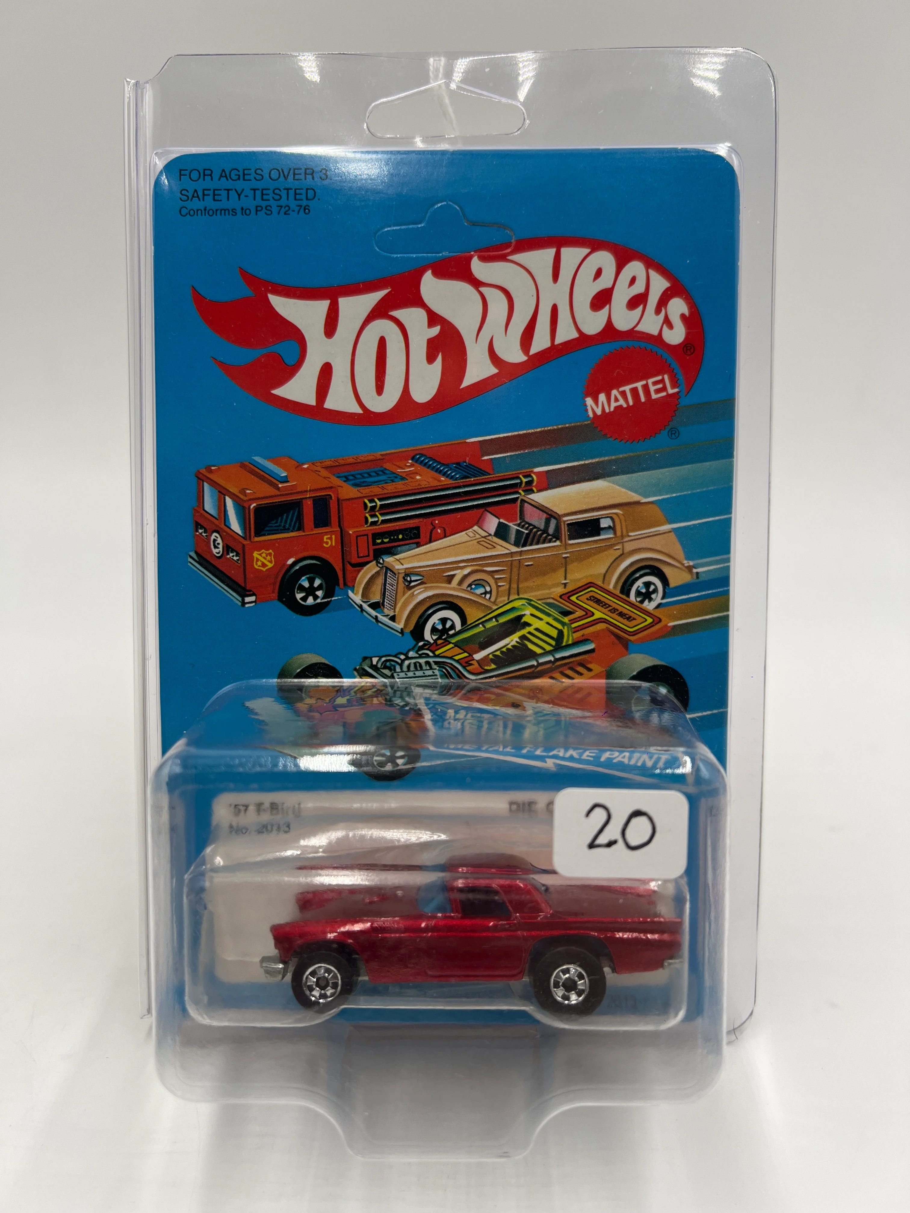 Hot Wheels Original 1982 #2013 57 T-Bird Red Unpunched W/Protector Blister Not Perfect - Image 9