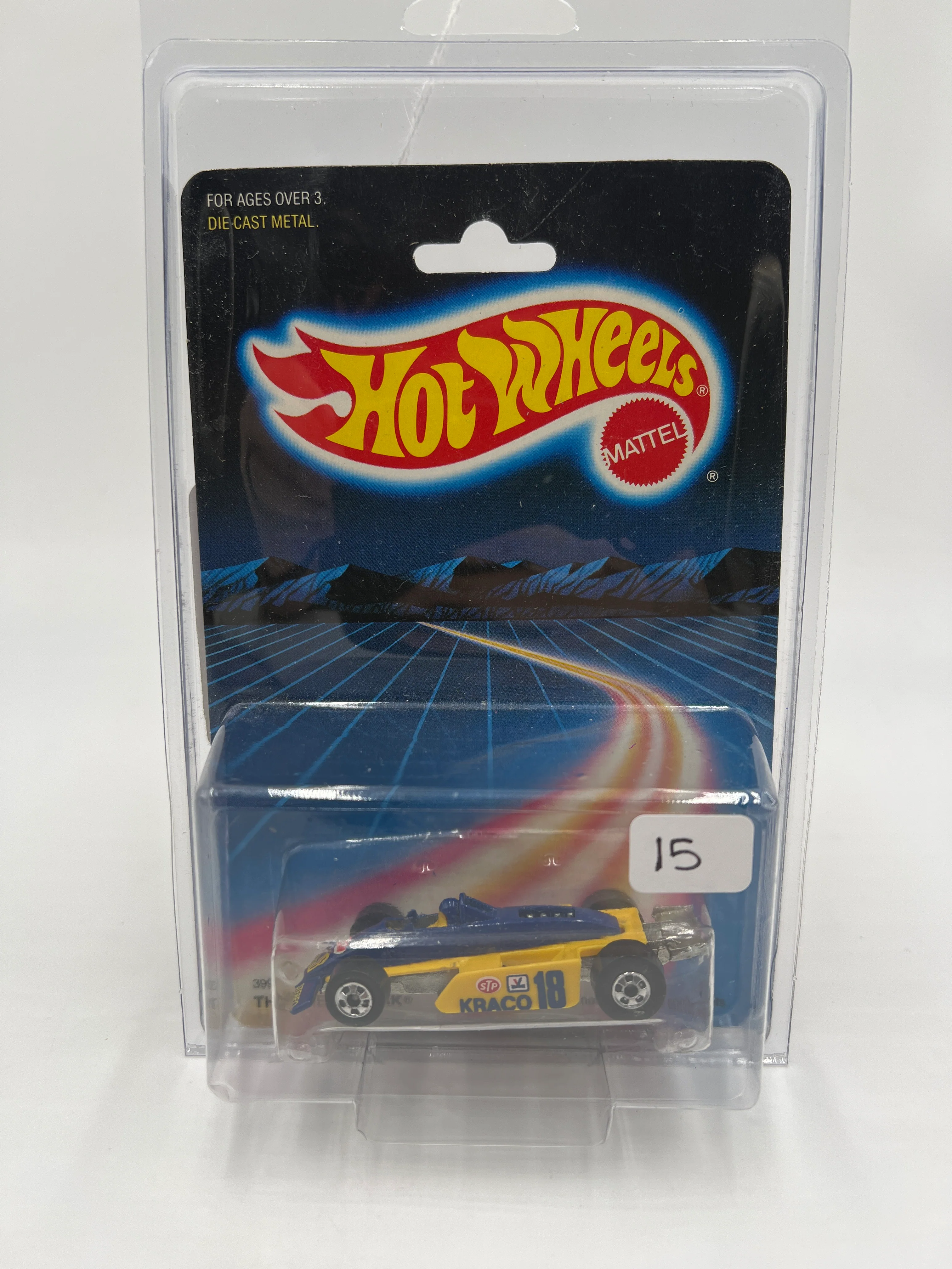 Hot Wheels Original 1987 #3999 Thunderstreak Blue/Yellow W/Protector - Image 7