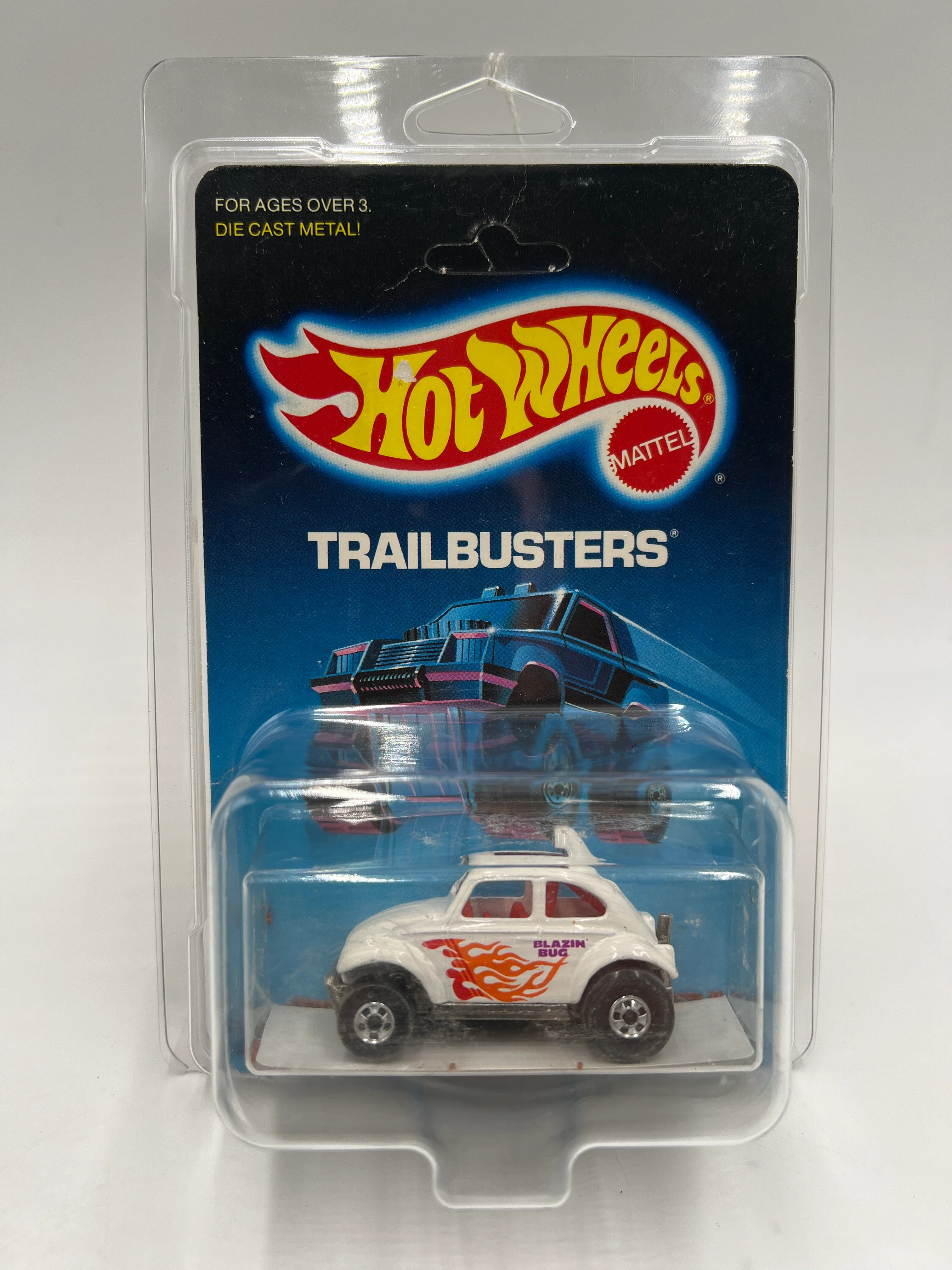 Hot Wheels Original 1986 Trailbusters Baja Bug White Unpunched W/Protector - Image 8