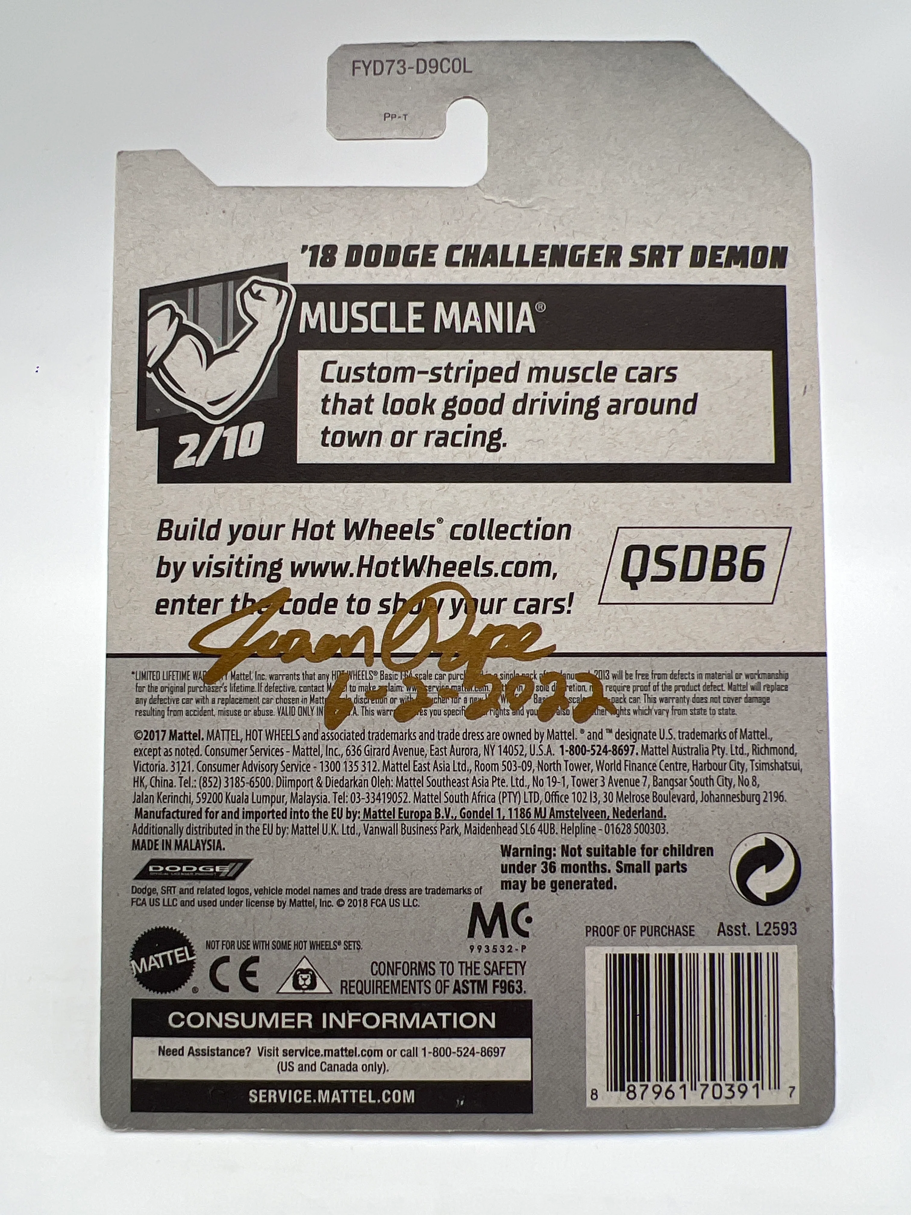 Hot Wheels 18 Dodge Challenger SRT Demon Red Wheel Swap Custom On Card W/Protector SR - Image 6