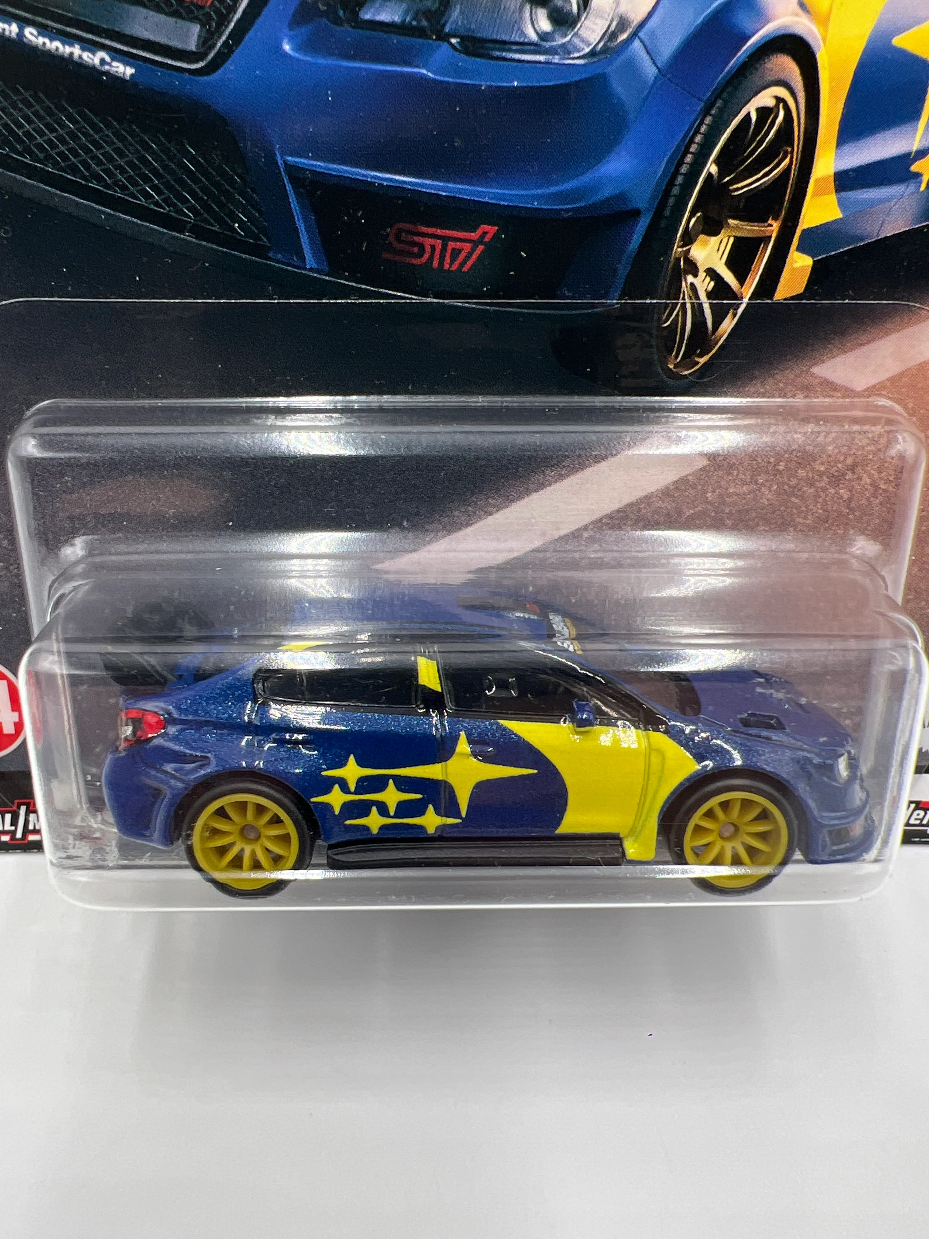 Hot Wheels Premium Boulevard #24 2019 Subaru WRX STI Blue/Yellow W/Protector - Image 2