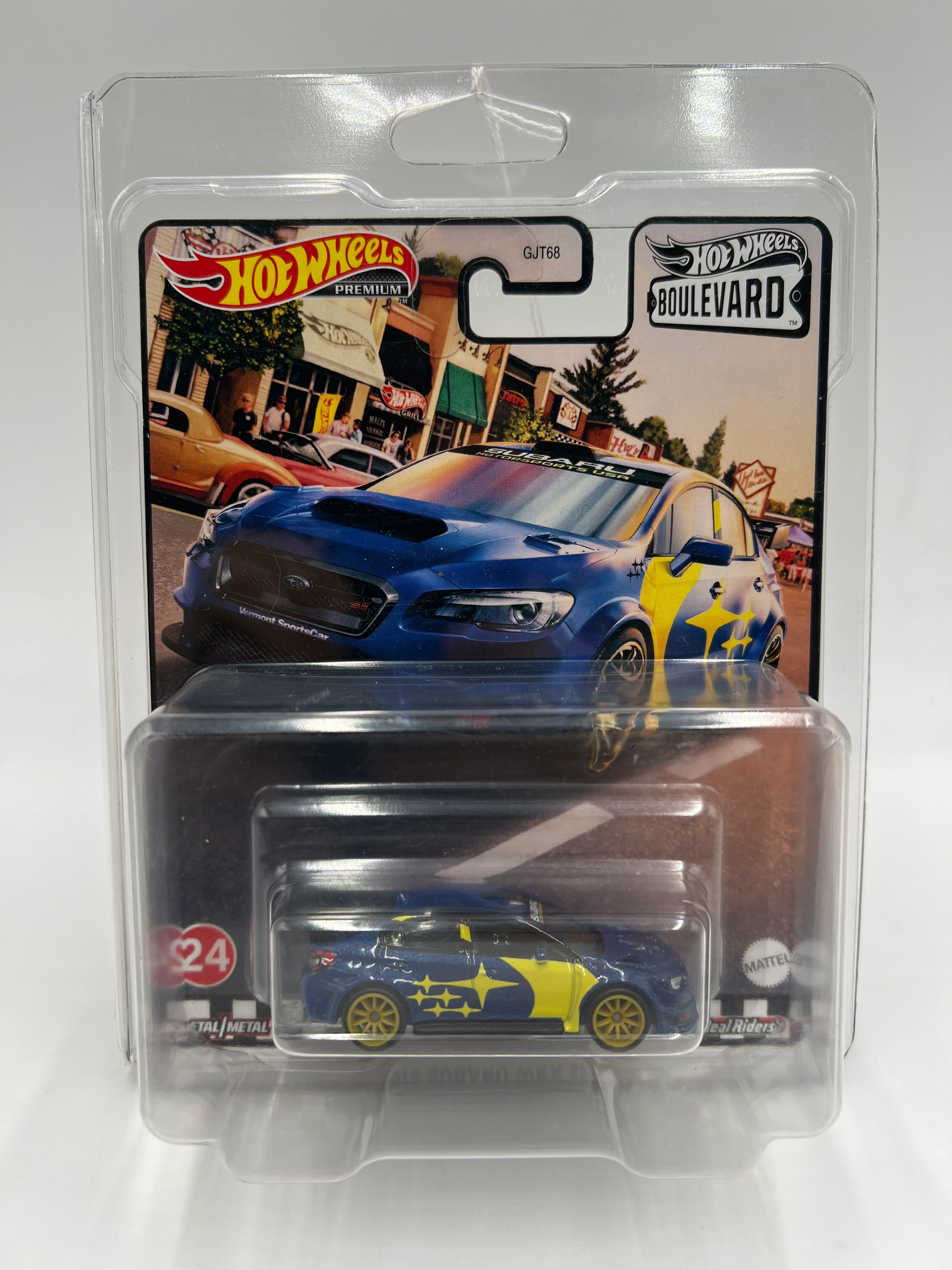 Hot Wheels Premium Boulevard #24 2019 Subaru WRX STI Blue/Yellow W/Protector - Image 7