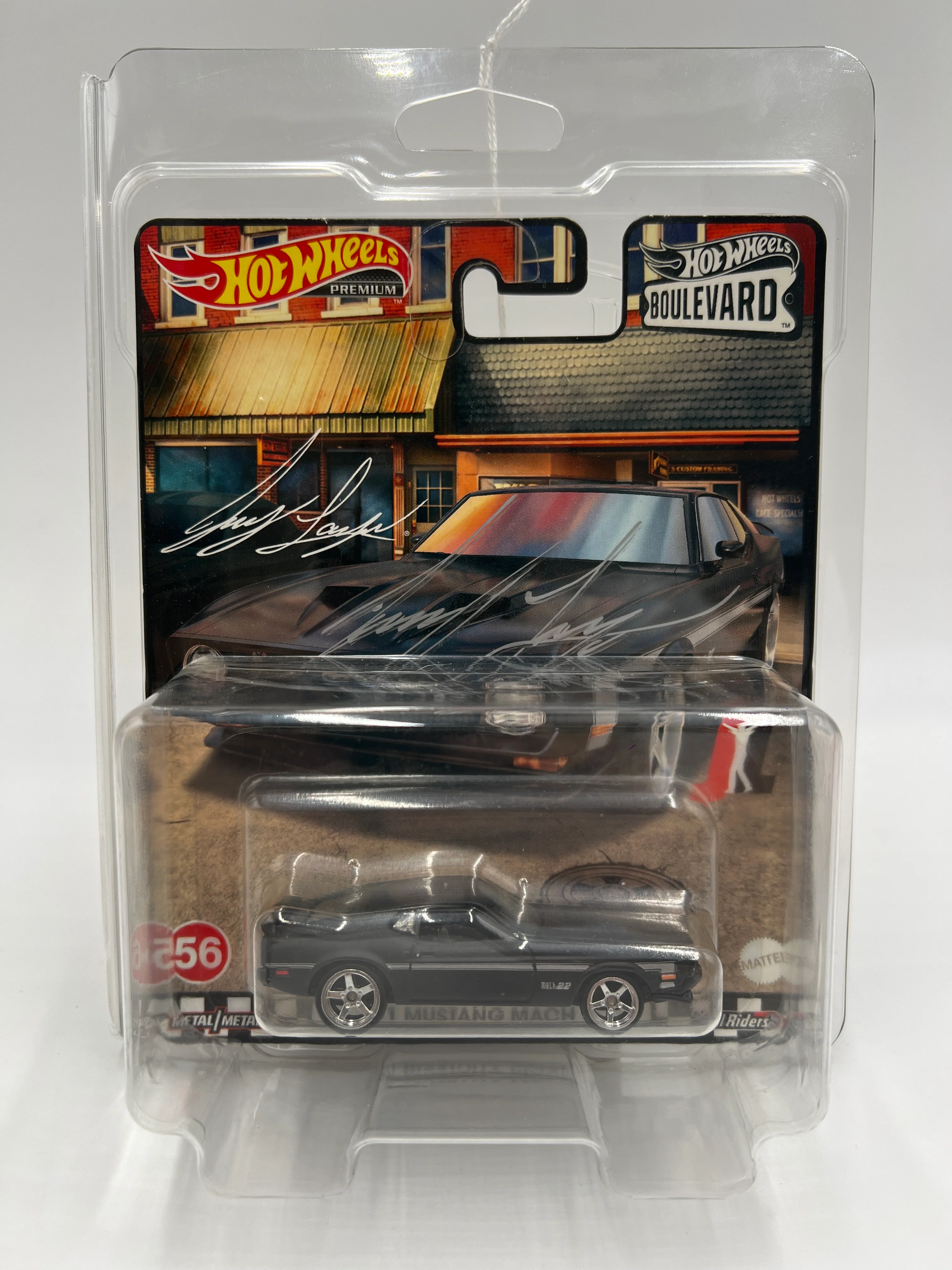 Hot Wheels Premium Boulevard #56 SIGNED By Joey Logano 71 Mustang Mach 1 Matte Black W/Protector - Image 8