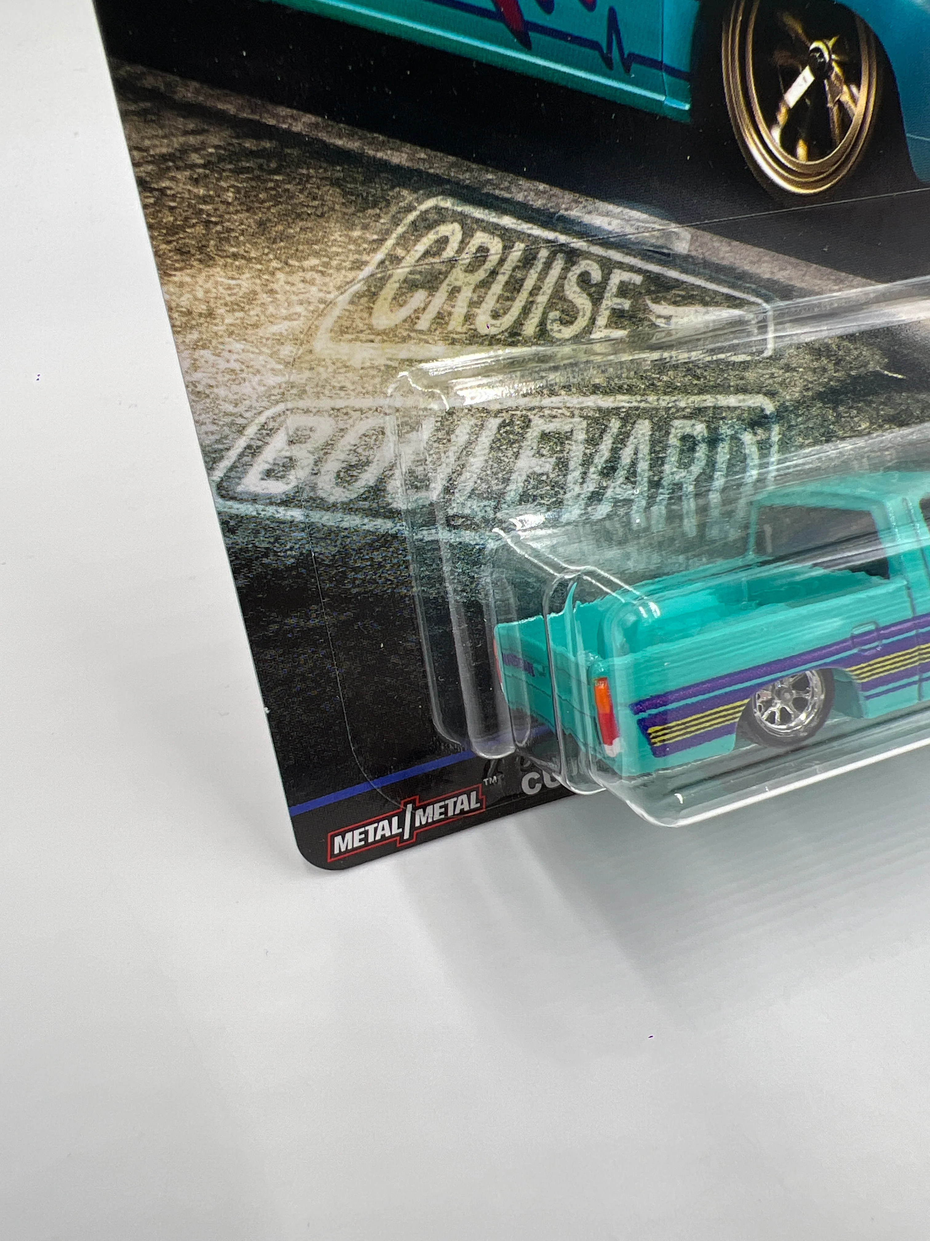 Hot Wheels Premium Cruise Boulevard #4 Custom 93 Nissan Hardbody D21 Light Blue W/Protector - Image 4