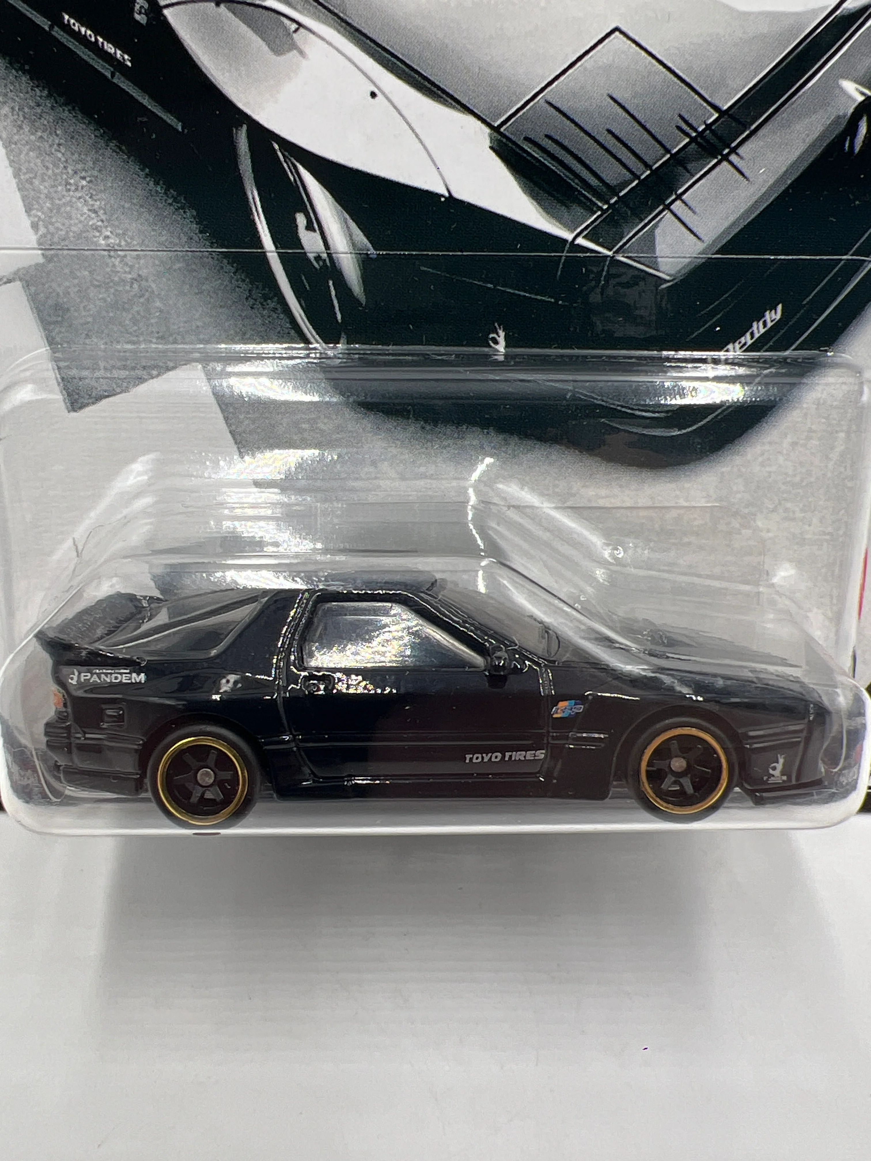 Hot Wheels Premium CHASE Ronin Run #0 Mazda RX7 FC Pandem Black W/Protector - Image 2