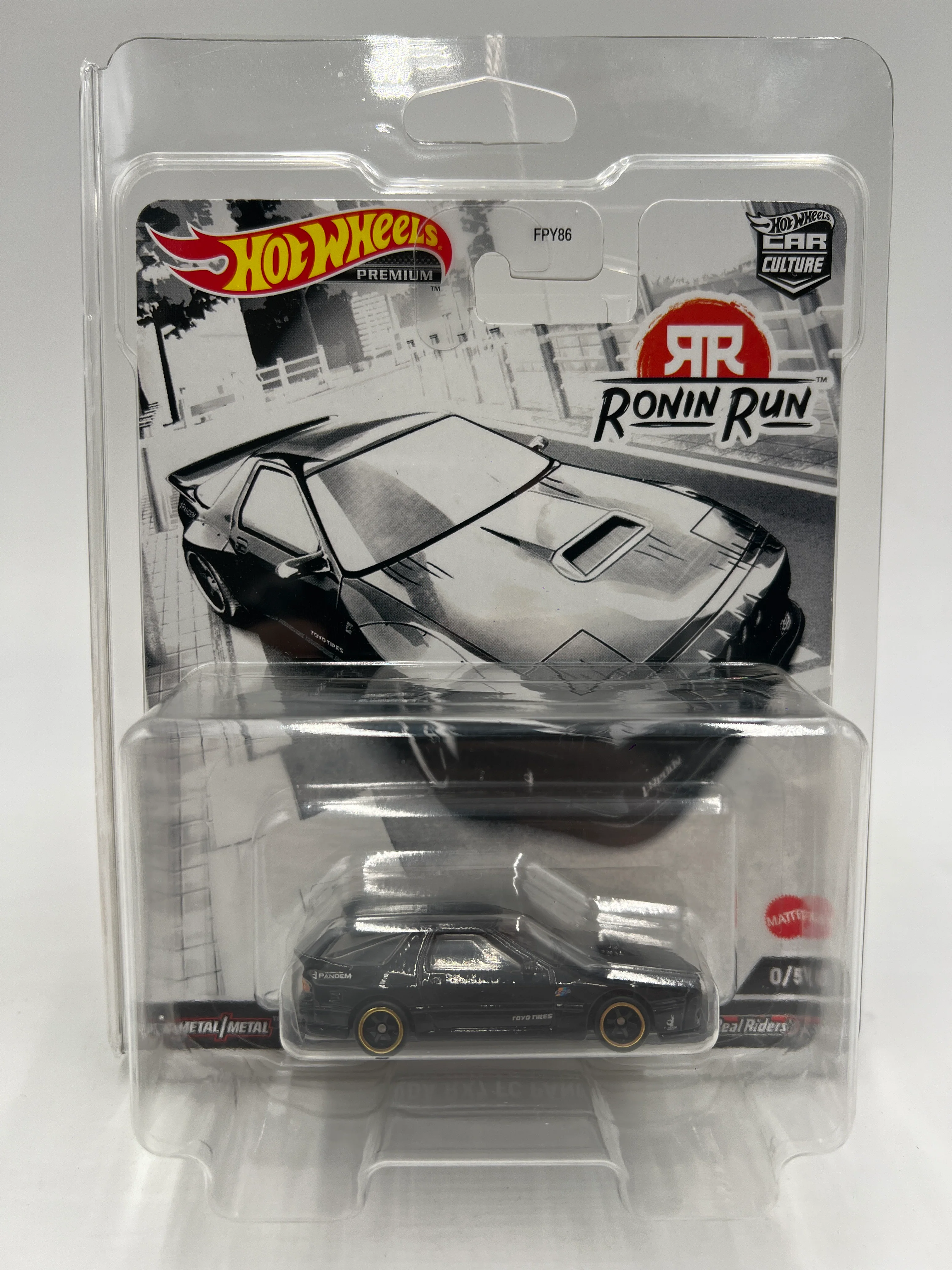 Hot Wheels Premium CHASE Ronin Run #0 Mazda RX7 FC Pandem Black W/Protector - Image 7