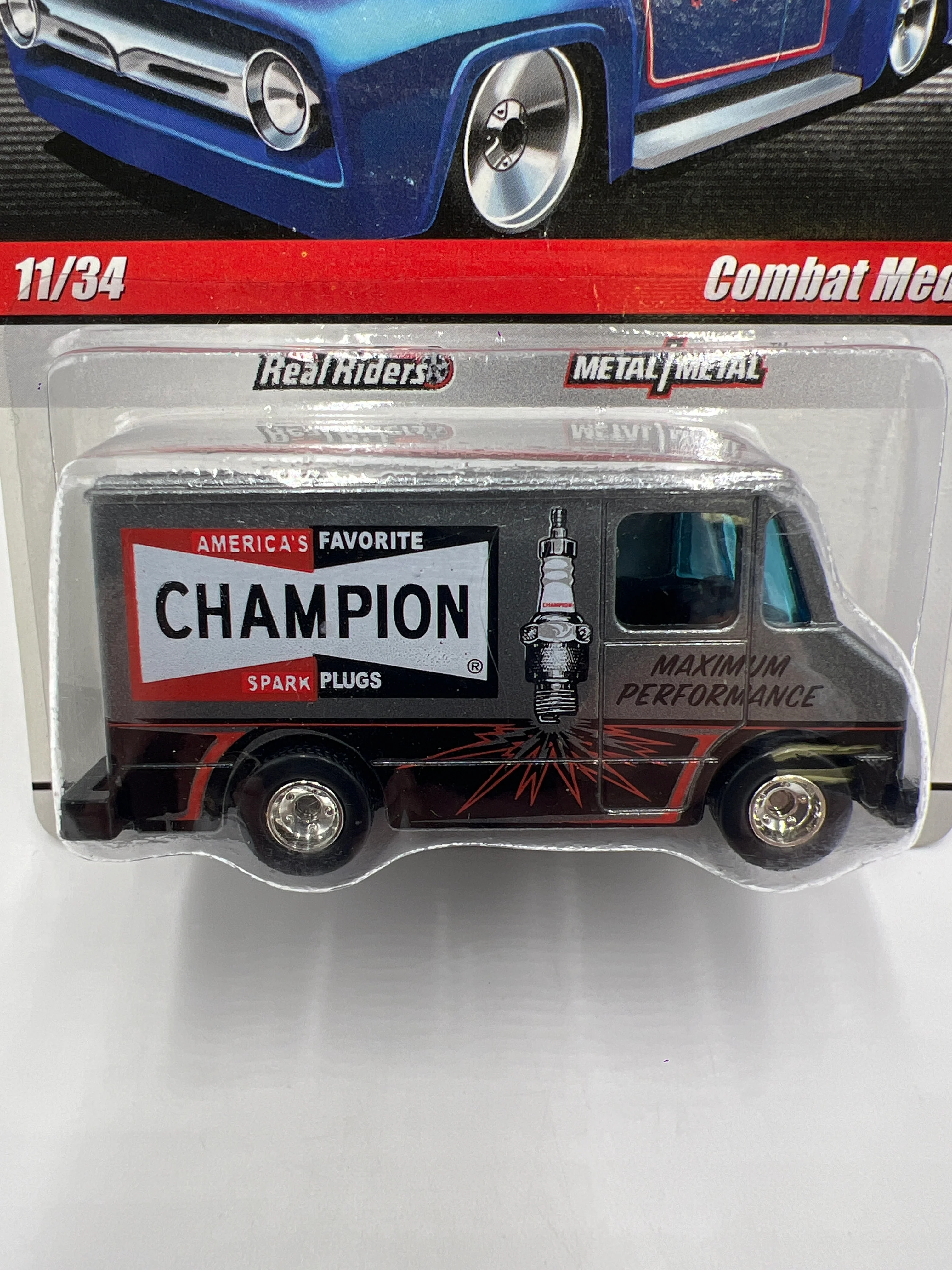 Hot Wheels Premium Delivery Series #11 Combat Medic Champion Spark Plugs Silver - Image 3