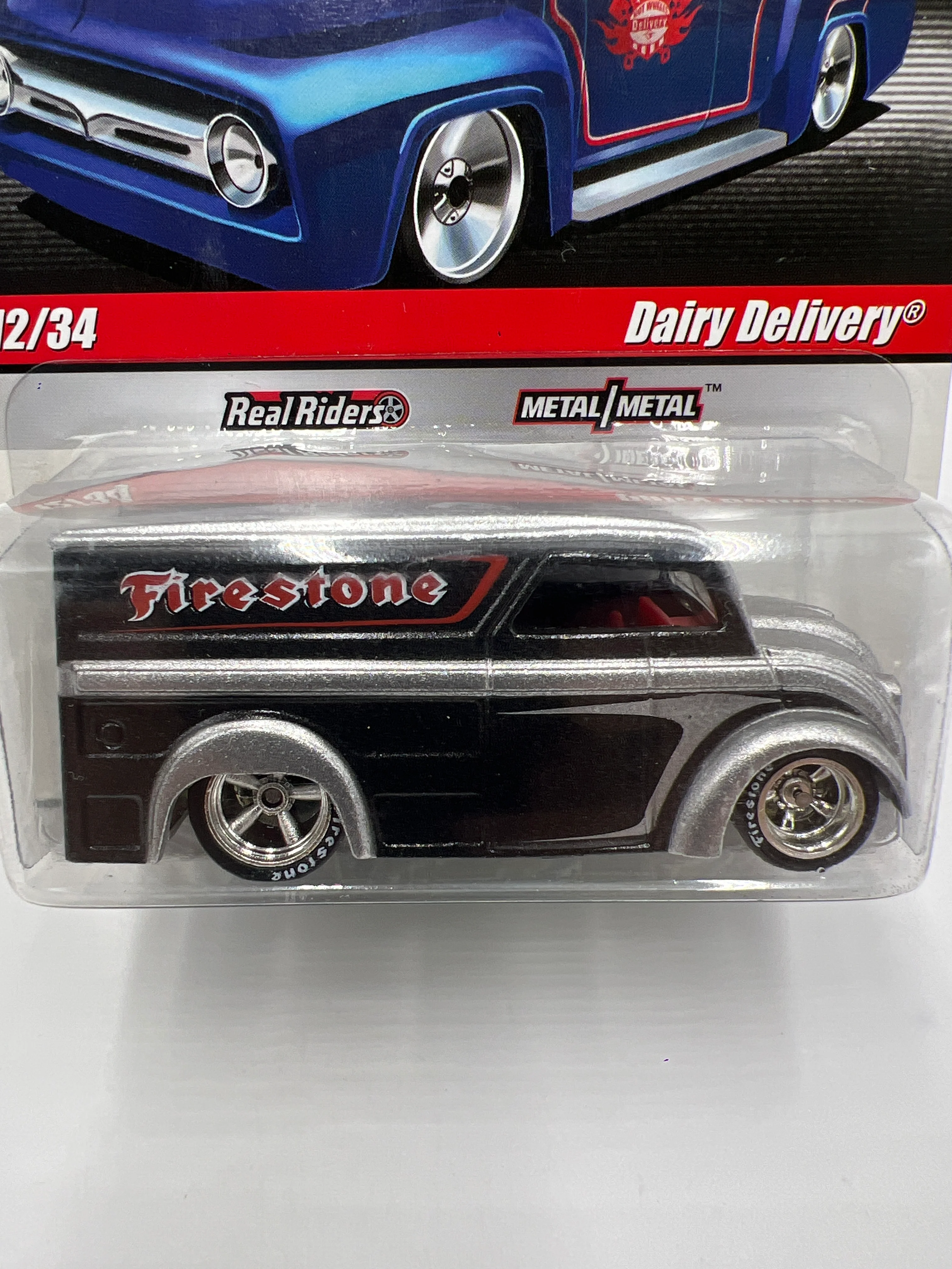 2010 Hot Wheels Premium Slick Rides #12 Dairy Delivery Firestone Black/Silver SR - Image 2
