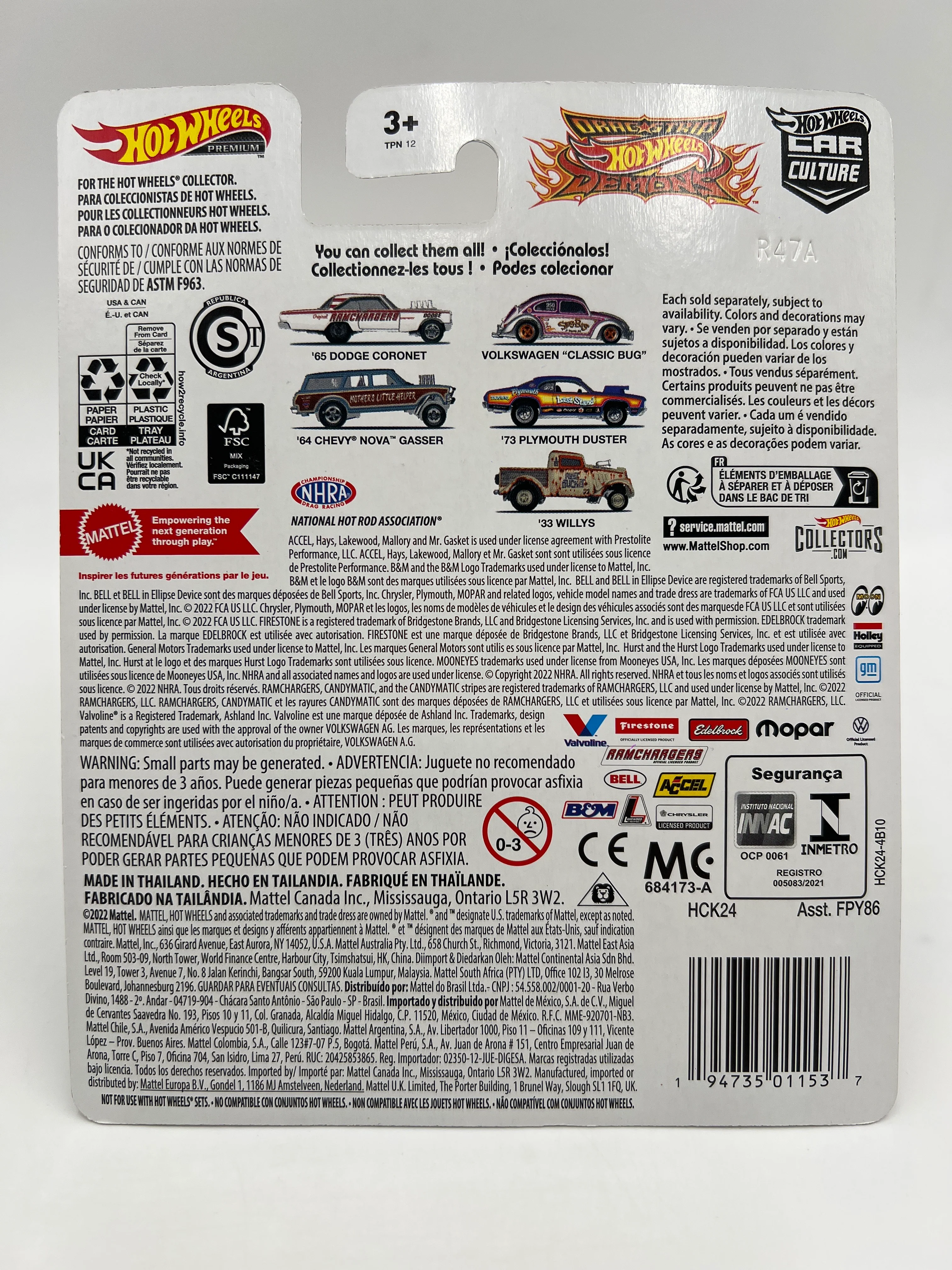 Hot Wheels Premium Drag Strip Demons #1 65 Dodge Coronet White 242G - Image 6