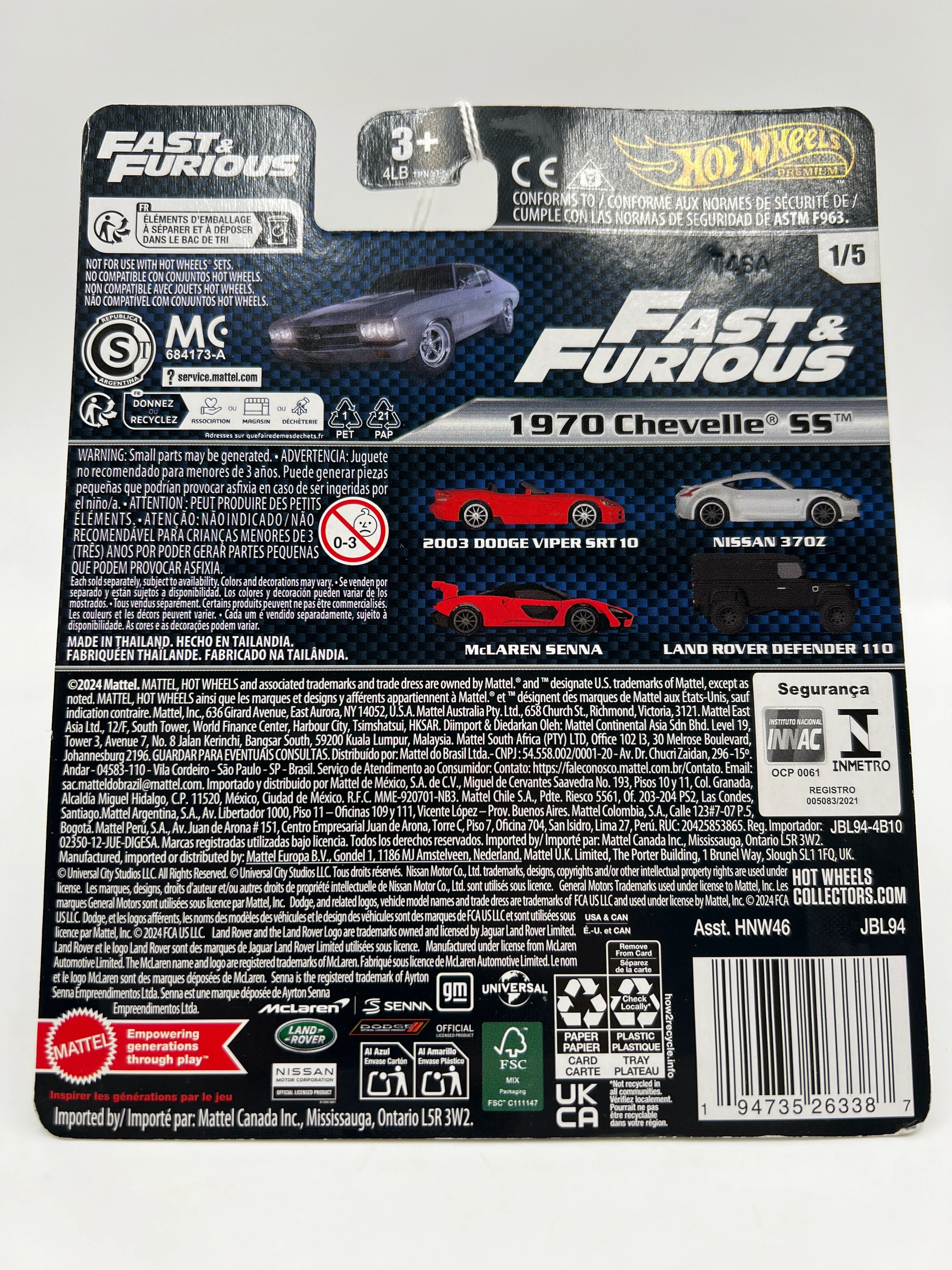 2025 Hot Wheels Premium Fast & Furious 1970 Chevelle SS Primer Gray 247H - Image 7