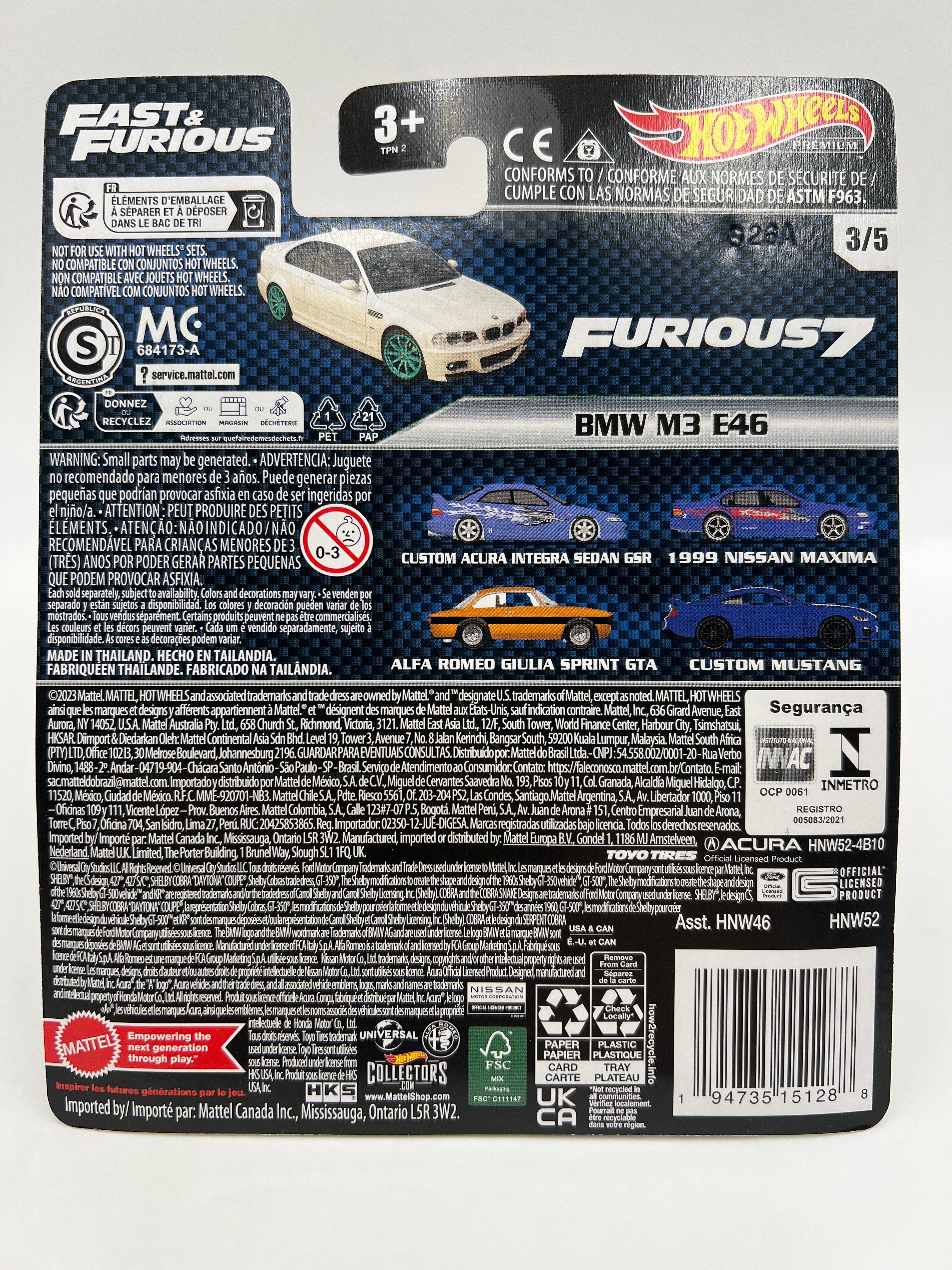 Hot Wheels Premium Fast & Furious #3 BMW M3 E46 White 248C - Image 6